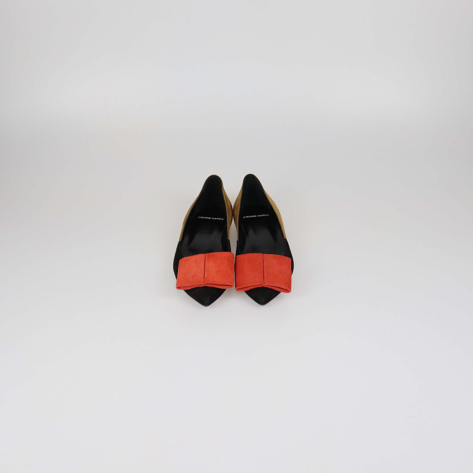 Pierre Hardy Tricolor Suede Pointed Toe Flats