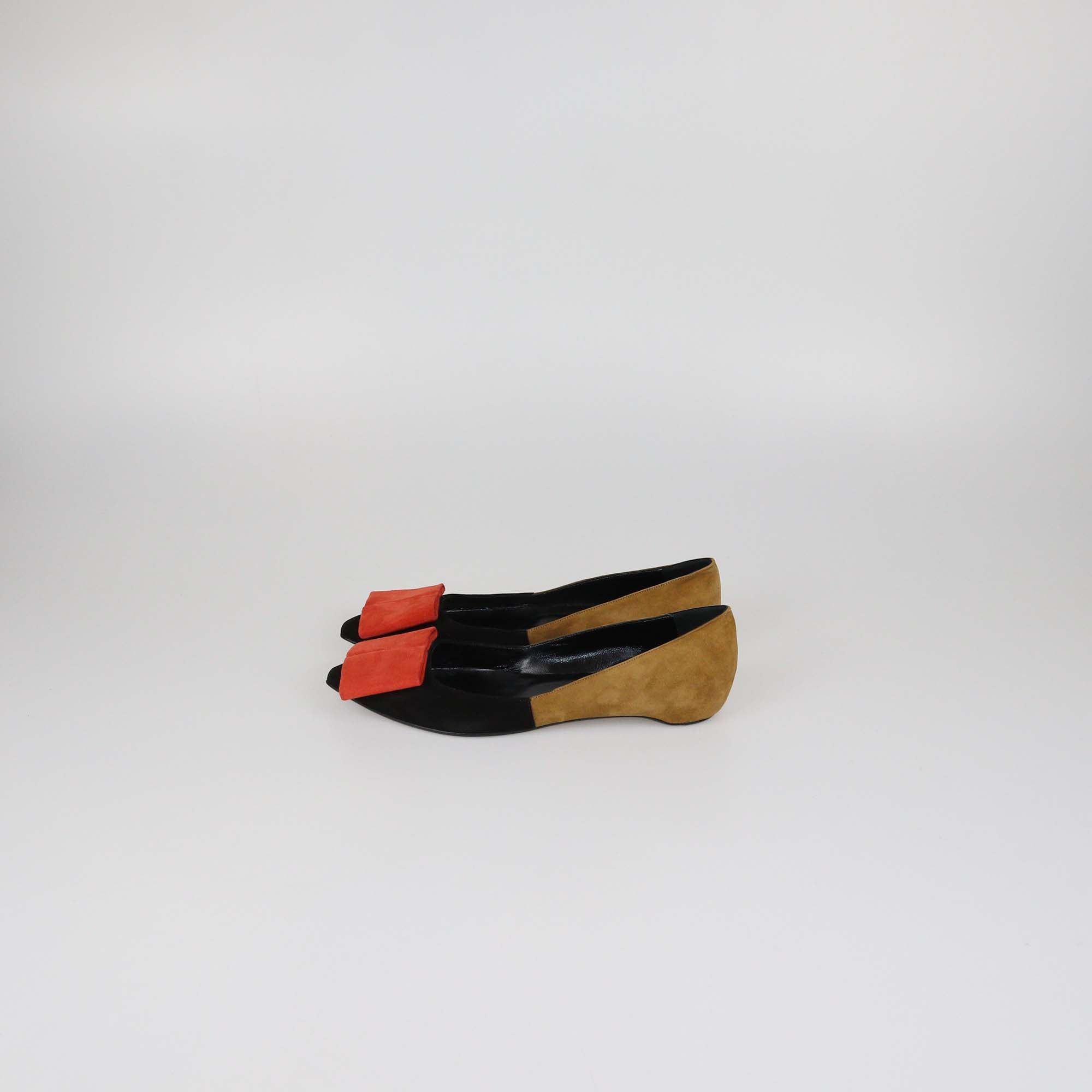Pierre Hardy Tricolor Suede Pointed Toe Flats