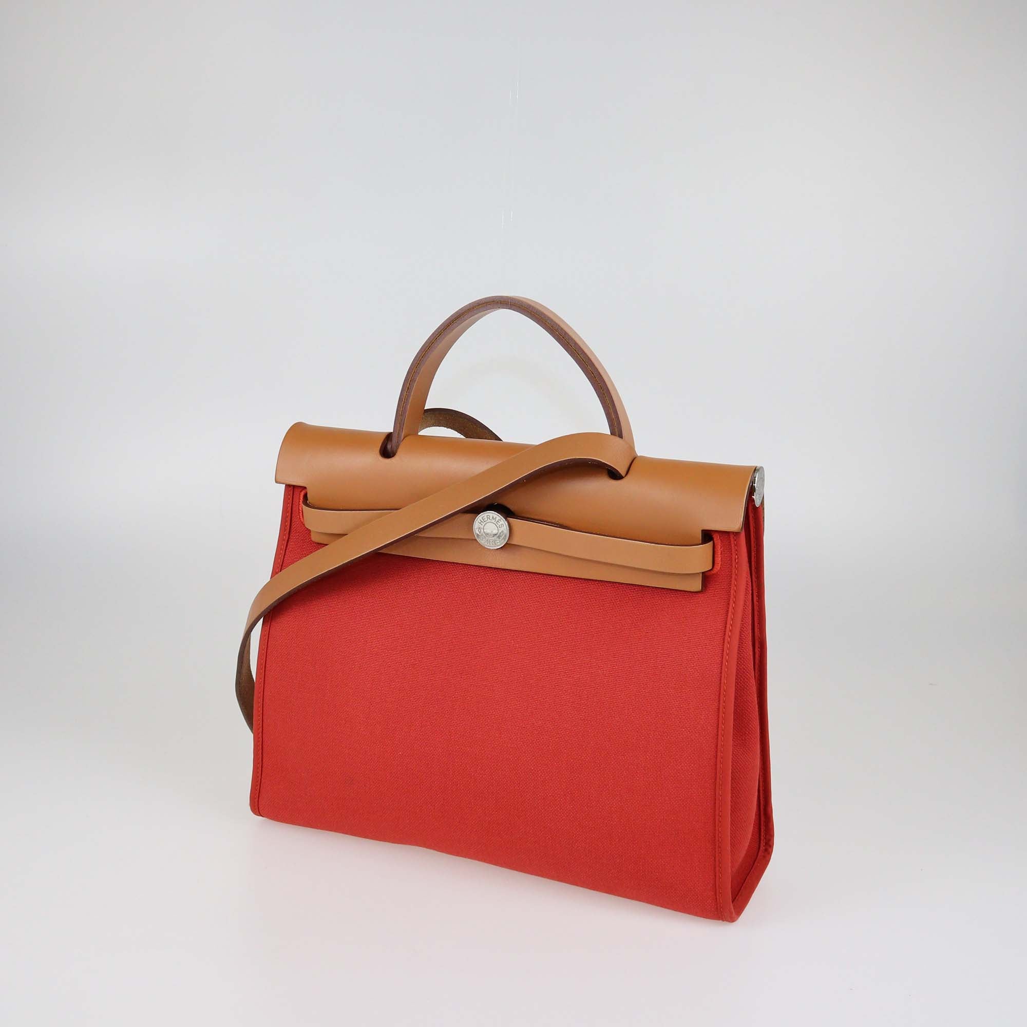 Hermes Red Toile Herbag Zip 31 Bag