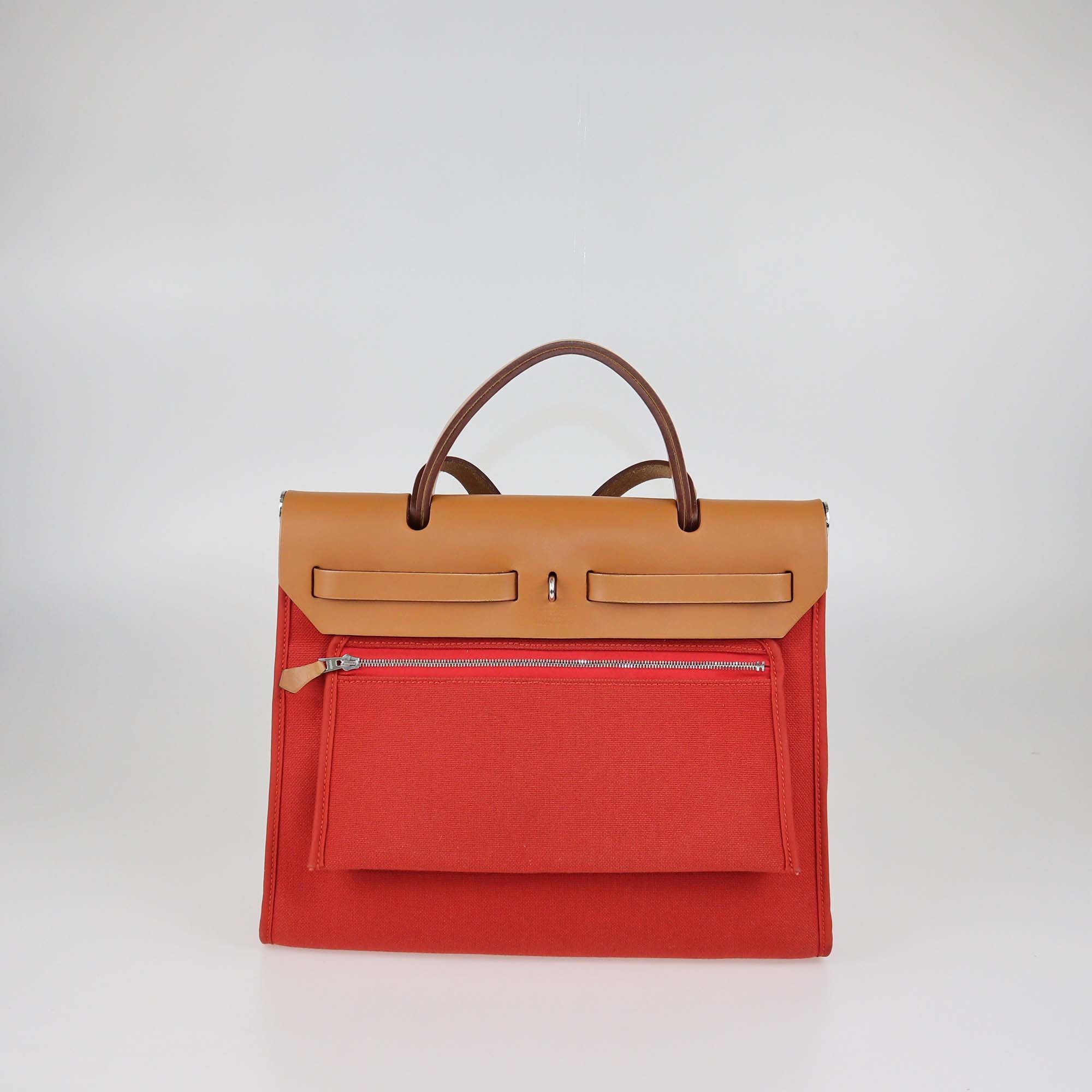 Hermes Red Toile Herbag Zip 31 Bag