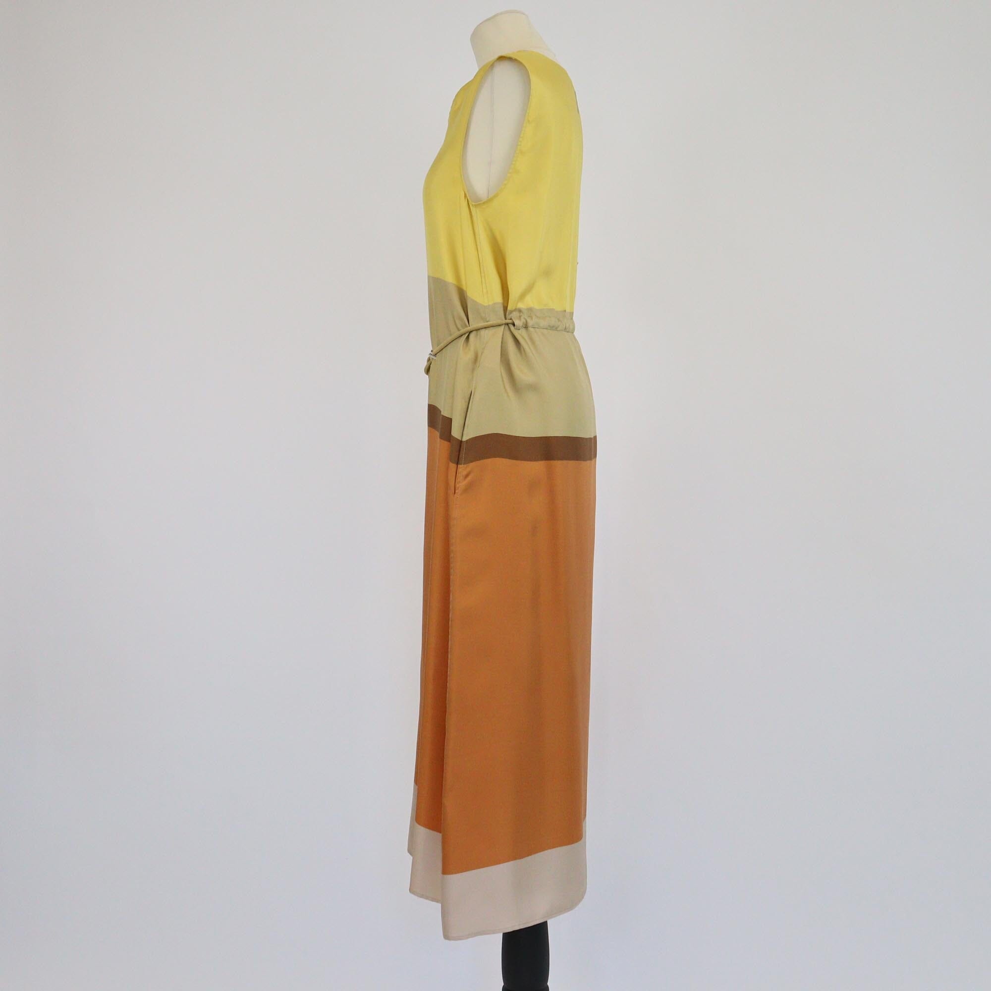 Loewe Multicolor Colorblock Asymetric Sleeve Drawstring Waist Long Dress Womens Loewe