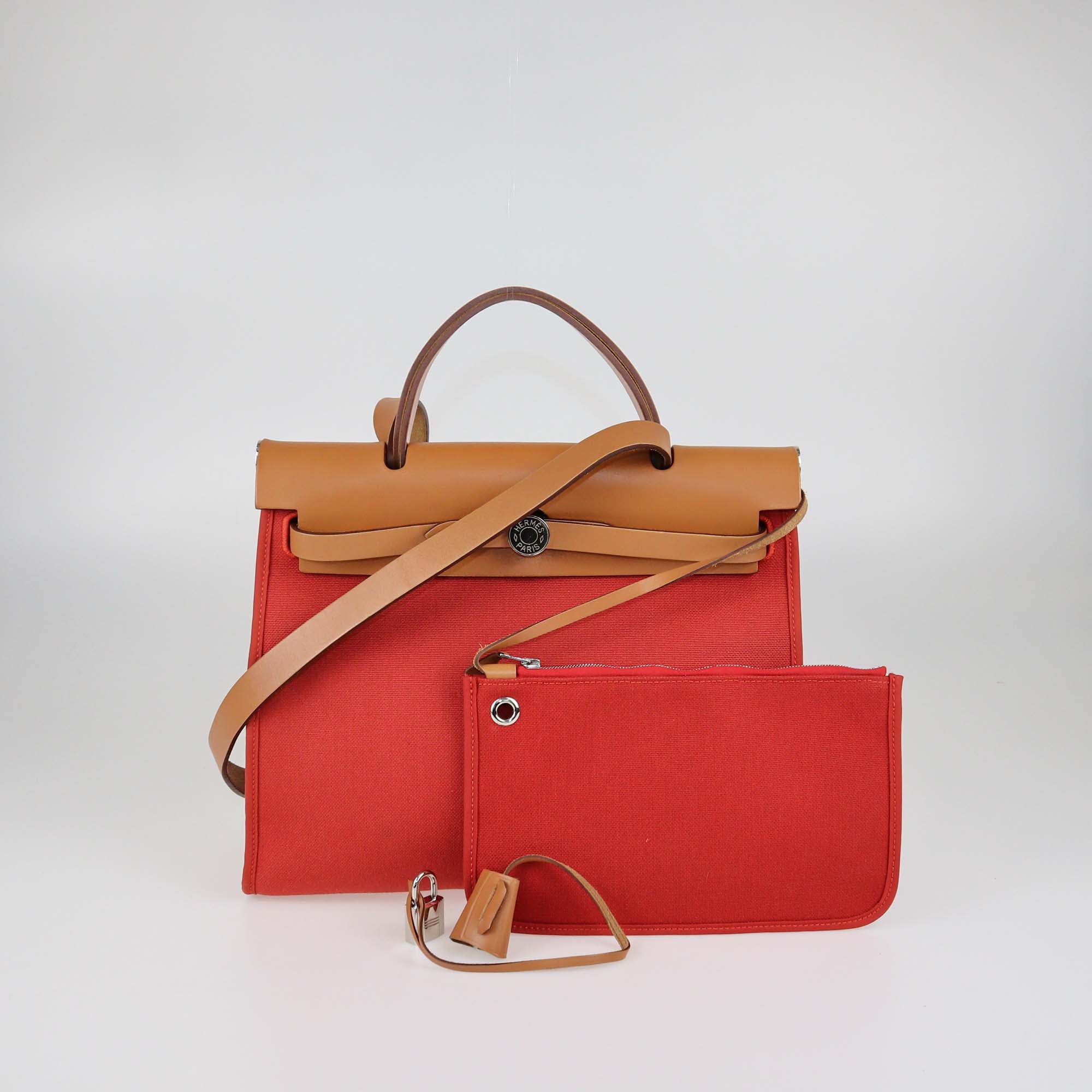 Hermes Red Toile Herbag Zip 31 Bag