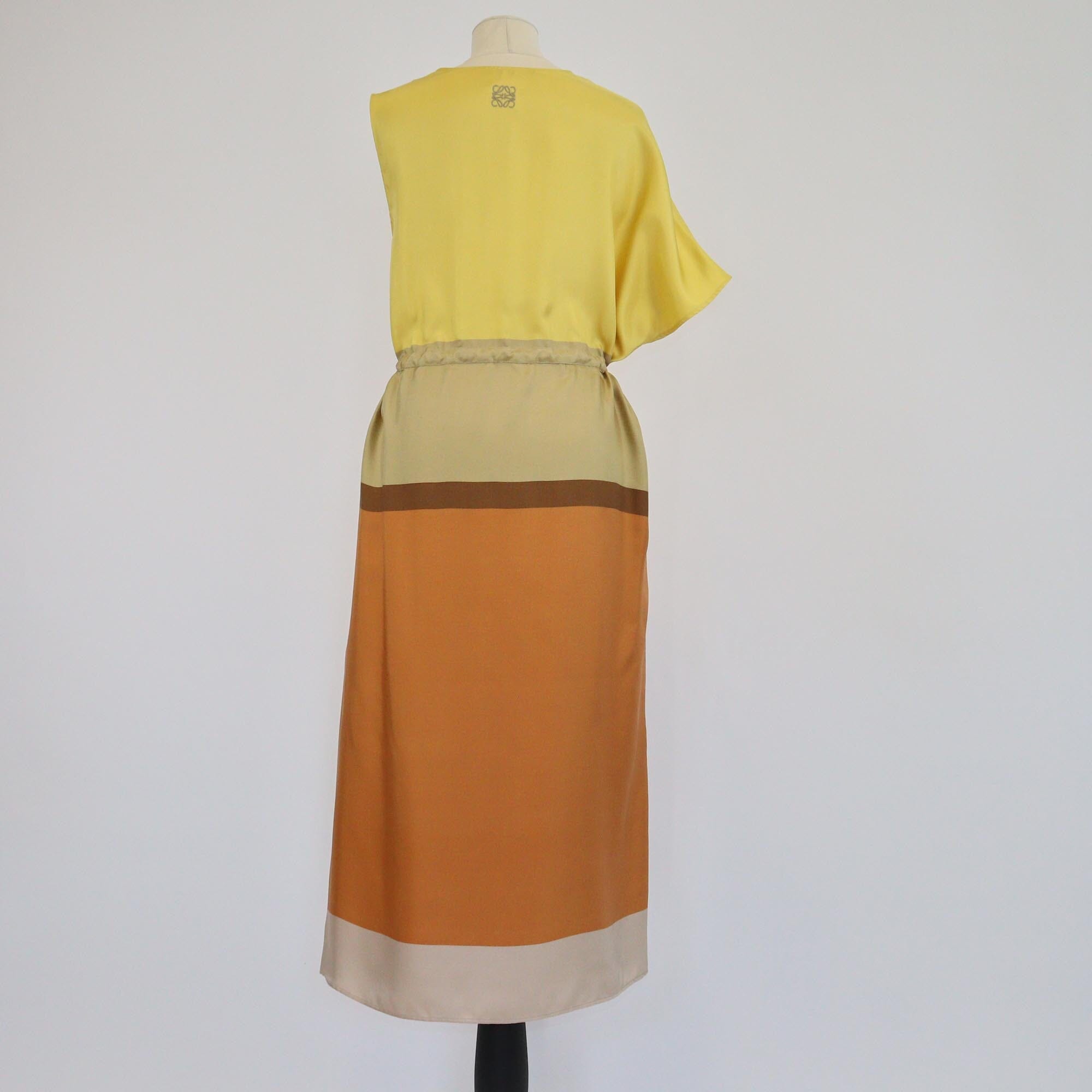 Loewe Multicolor Colorblock Asymetric Sleeve Drawstring Waist Long Dress Womens Loewe