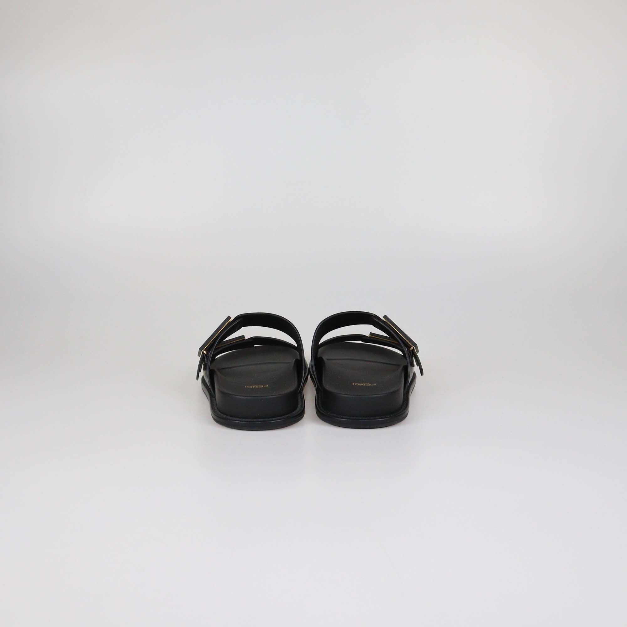 Fendi Black Leather Feel Slides
