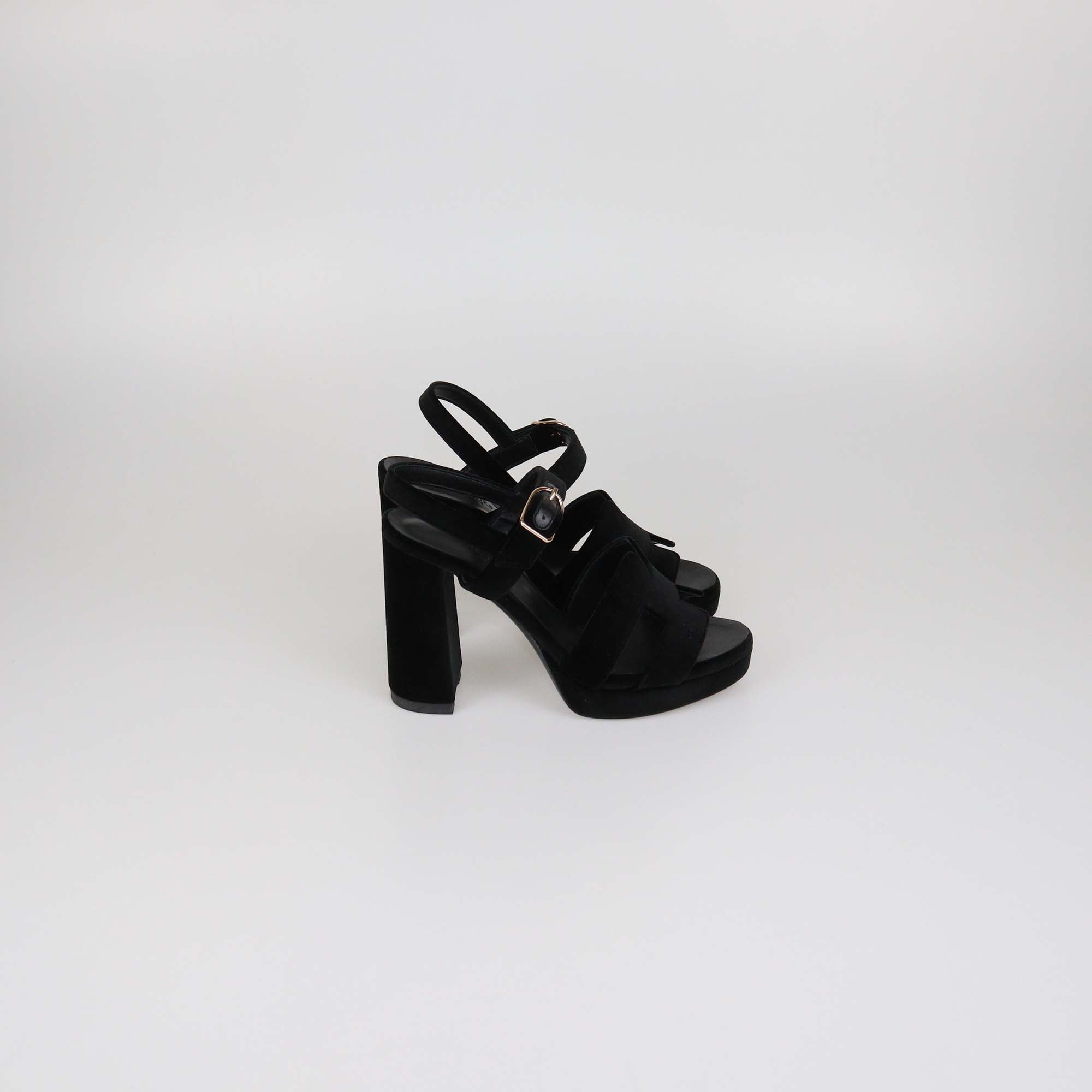Hermes Black Velvet Jazz 90 Sandals