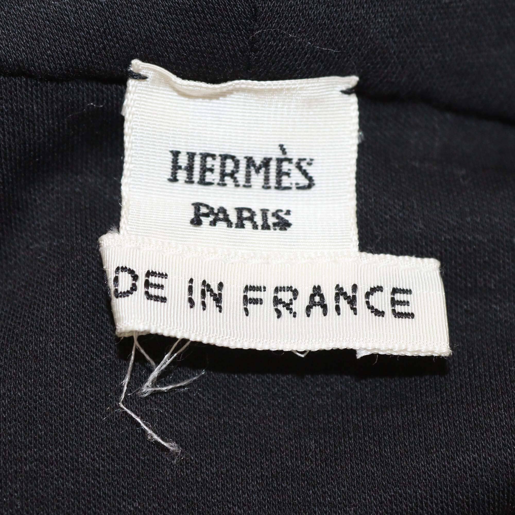 Hermes Black Cotton Zip-Up Short Sleeve Hoodie Sweatshirt Womens Hermes