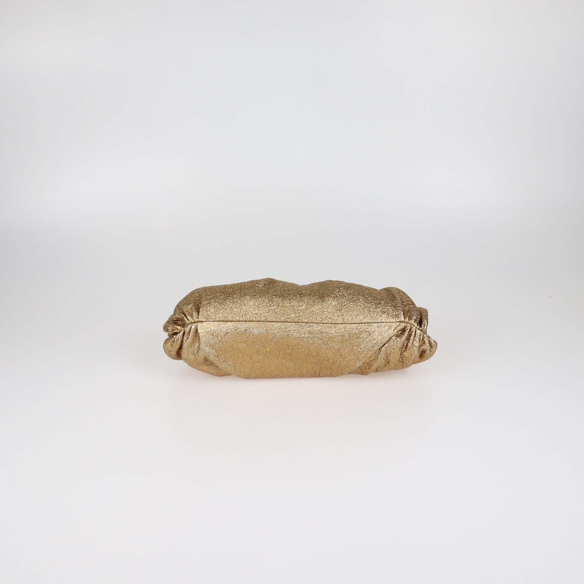 Chanel Metallic Gold Crackled Leather Monte Carlo Clutch