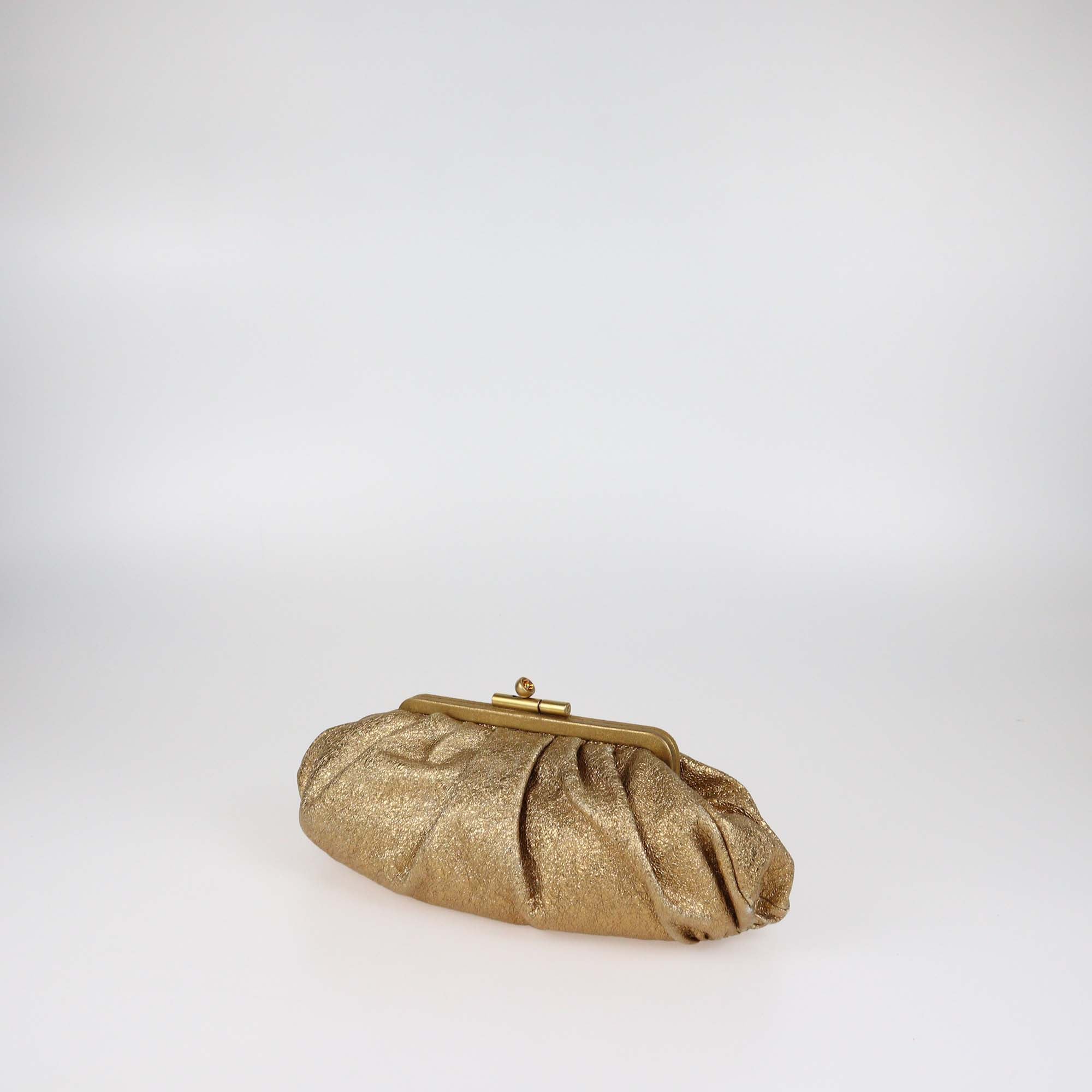 Chanel Metallic Gold Crackled Leather Monte Carlo Clutch