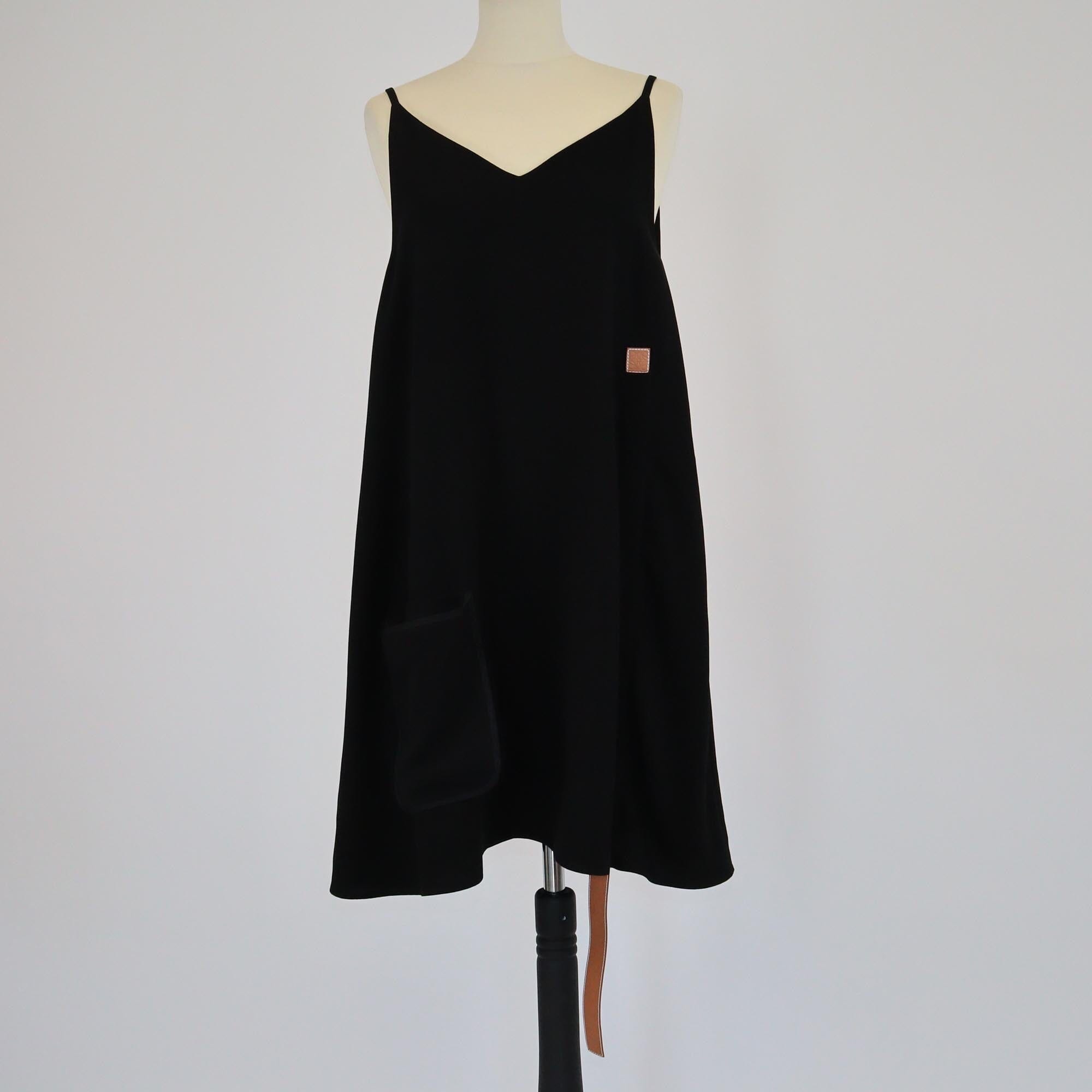 Loewe Black Thin Strap V Neck Layered Crepe Dress Womens Loewe