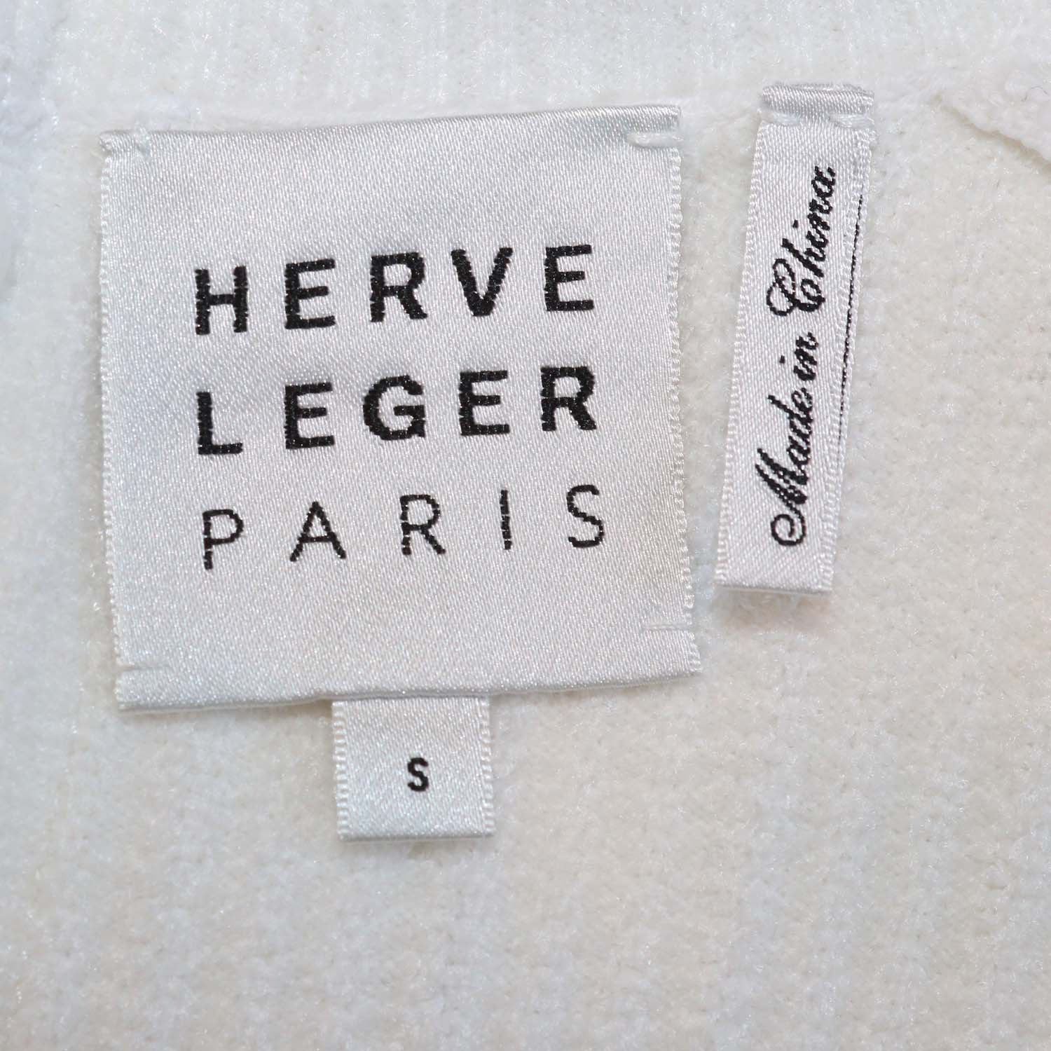 Herve Leger White Blend Fabric Cut-out Long Sleeve Mini Dress