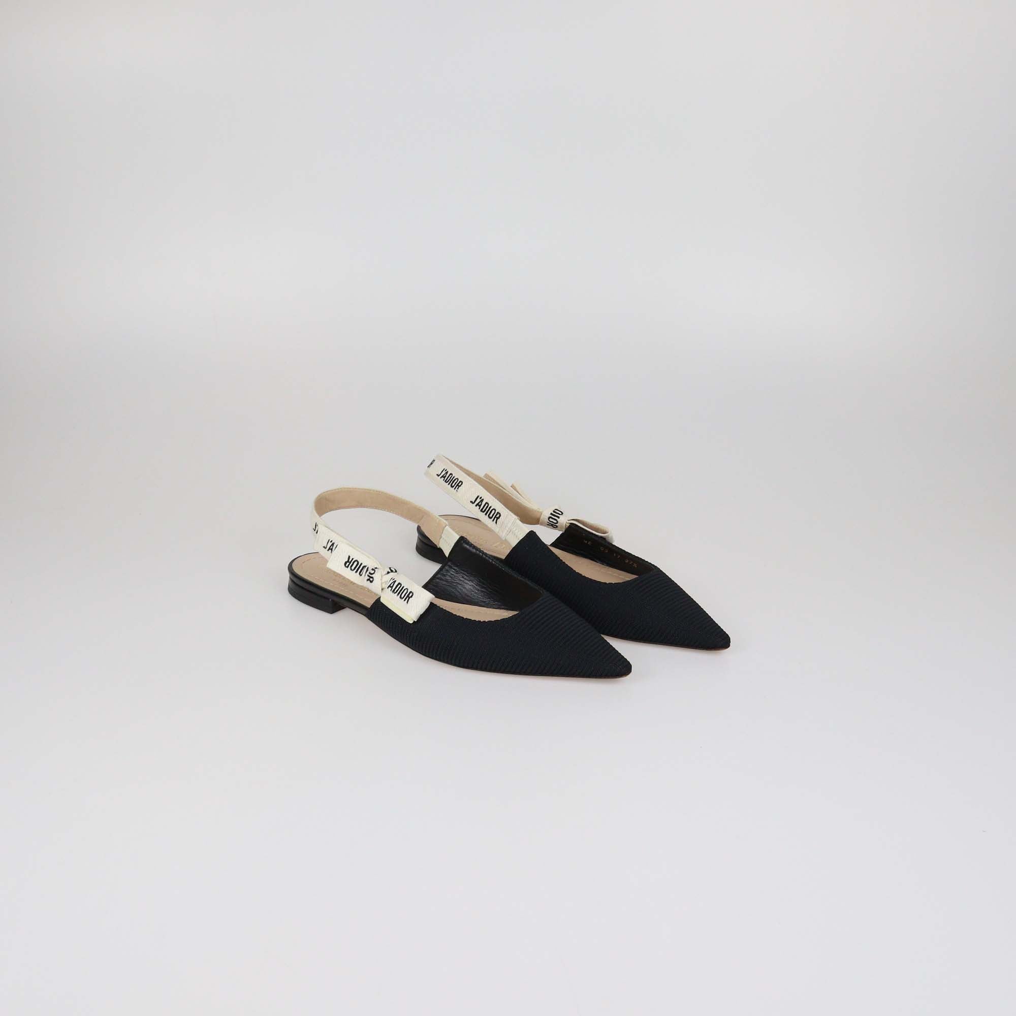 Christian Dior Black Technical Fabric J'Adior Slingback Flat Pumps