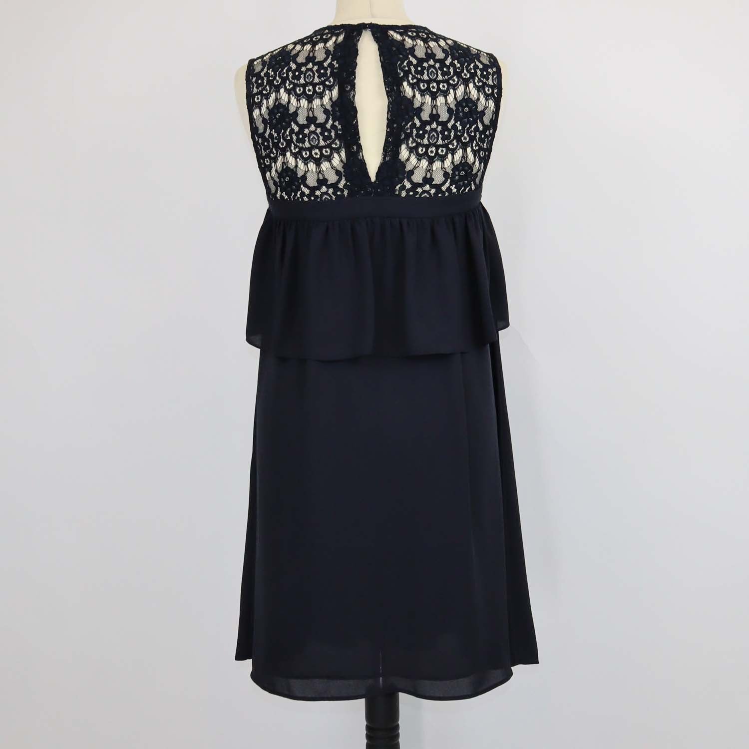 Claudie Pierlot Navy Blue Blend Cotton Lace Richie Midi Dress