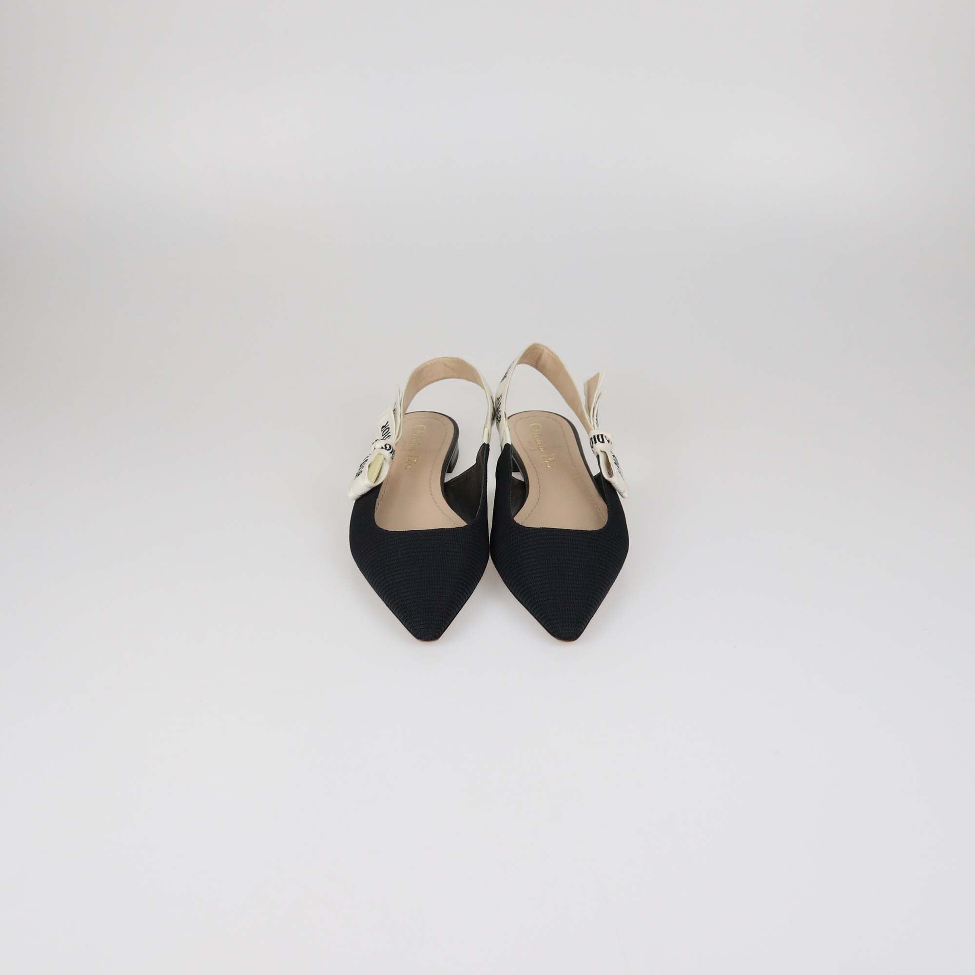 Christian Dior Black Technical Fabric J'Adior Slingback Flat Pumps