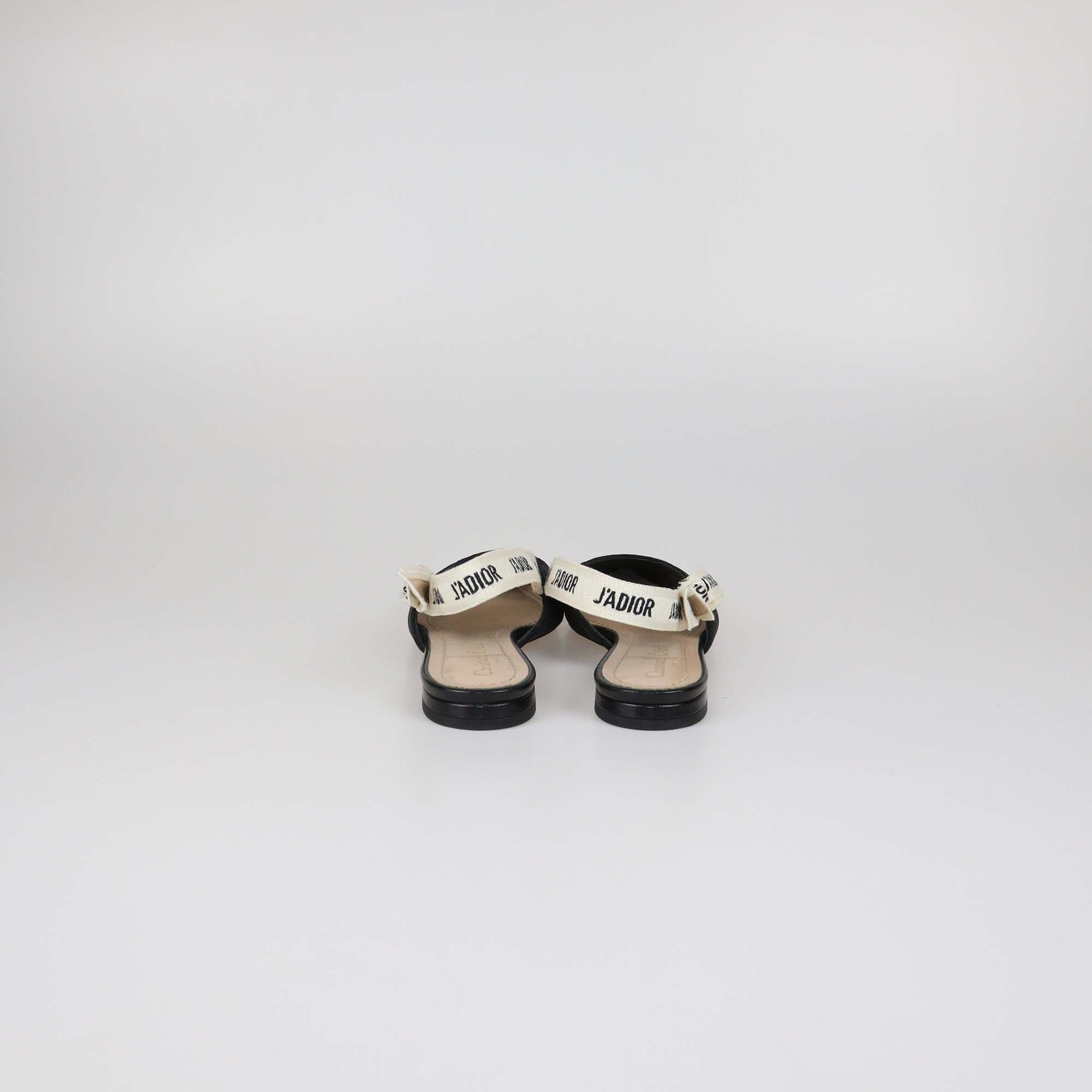 Christian Dior Black Technical Fabric J'Adior Slingback Flat Pumps