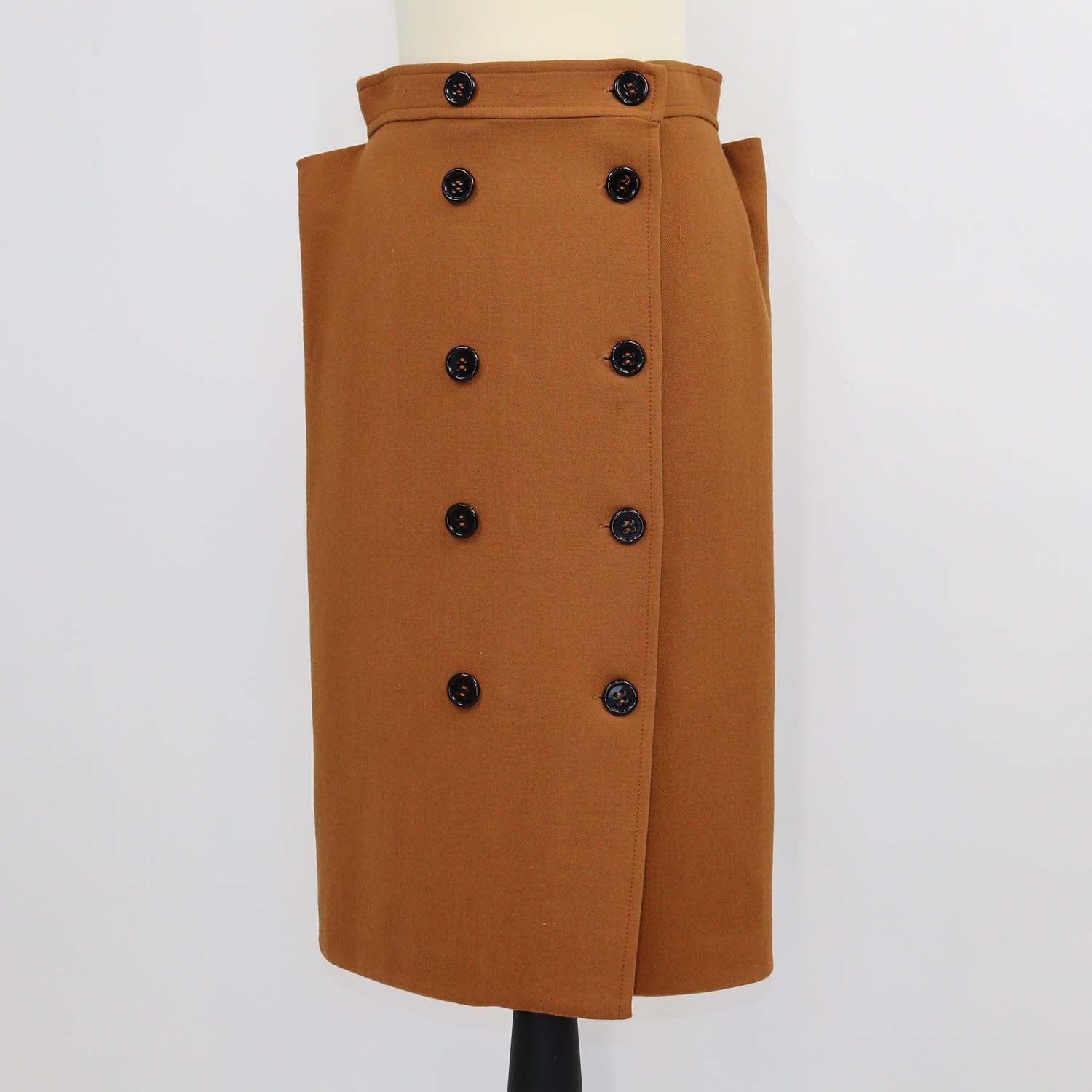 Bottega Veneta Brown Wool Button Front Midi Skirt