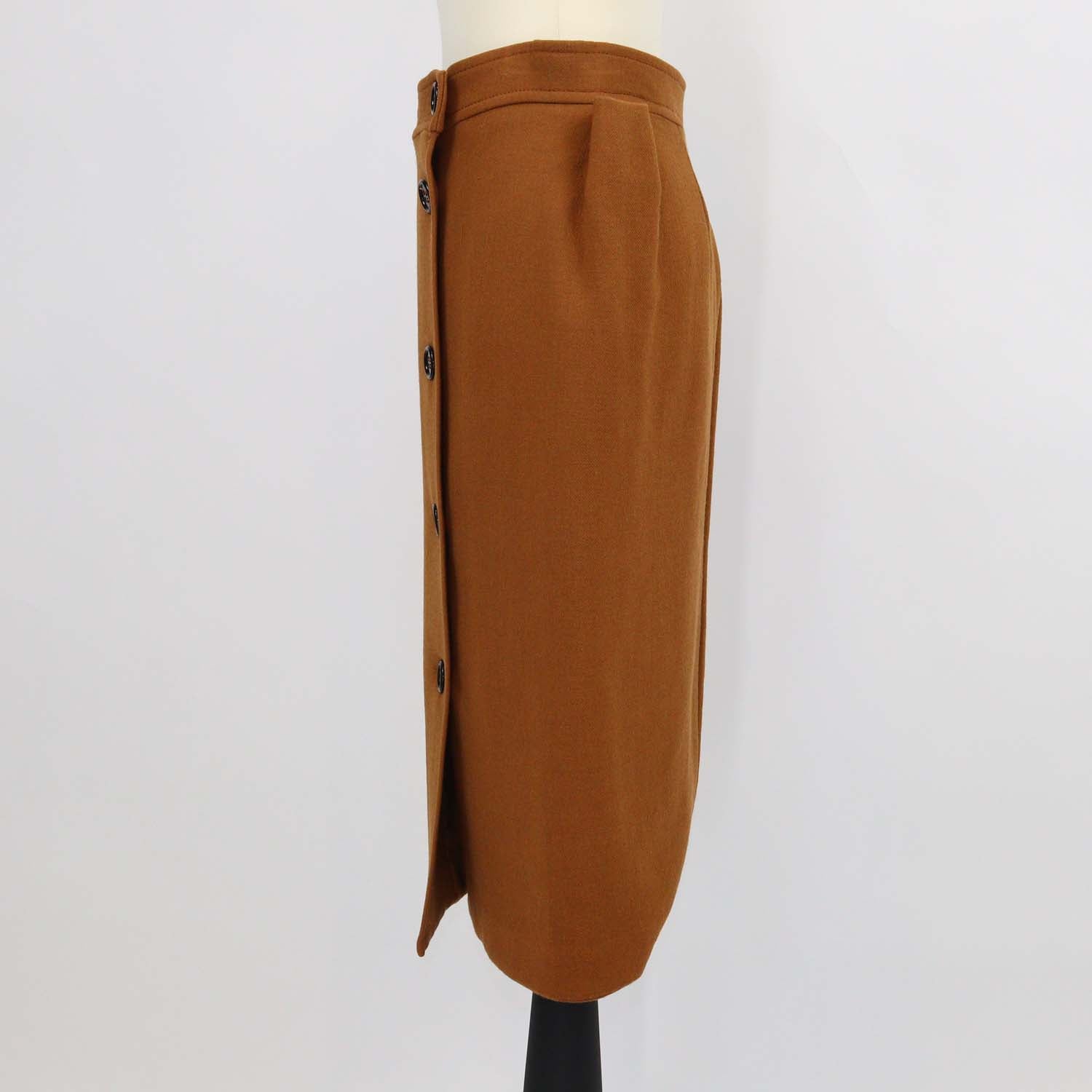 Bottega Veneta Brown Wool Button Front Midi Skirt