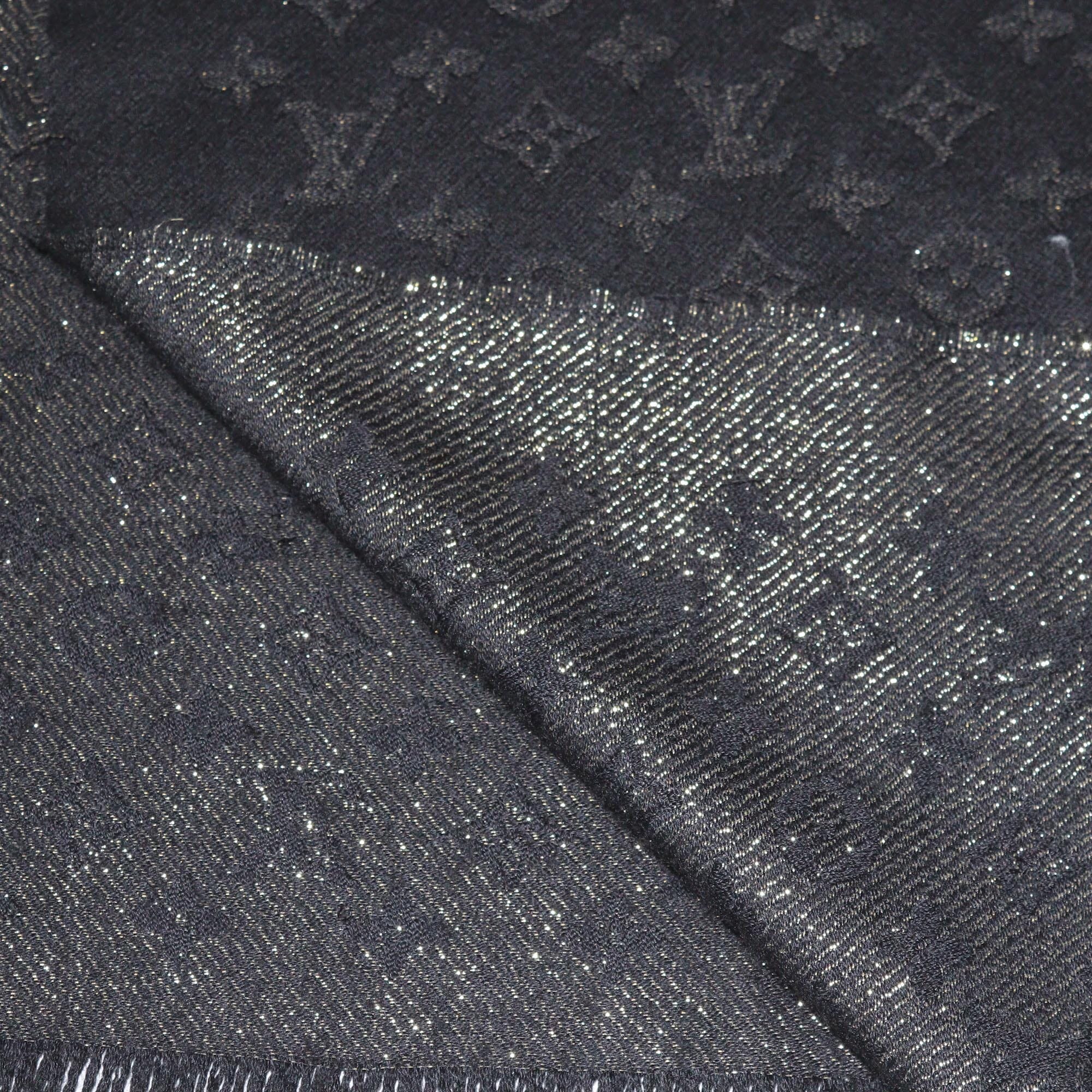 Louis Vuitton Black /Gold Logomania Shine Scarf Womens Louis Vuitton
