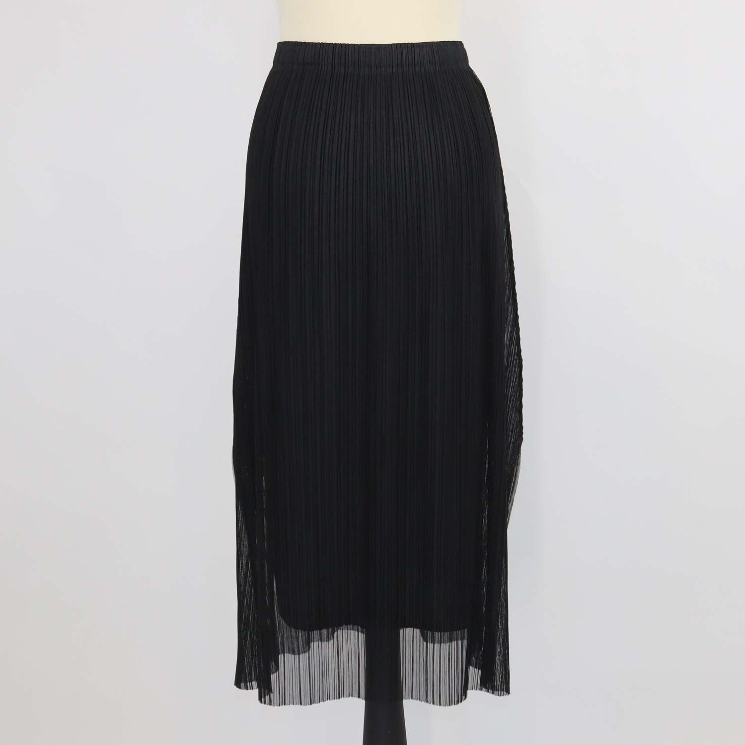 Pleats Please Issey Miyake Black Pleated Midi Dress