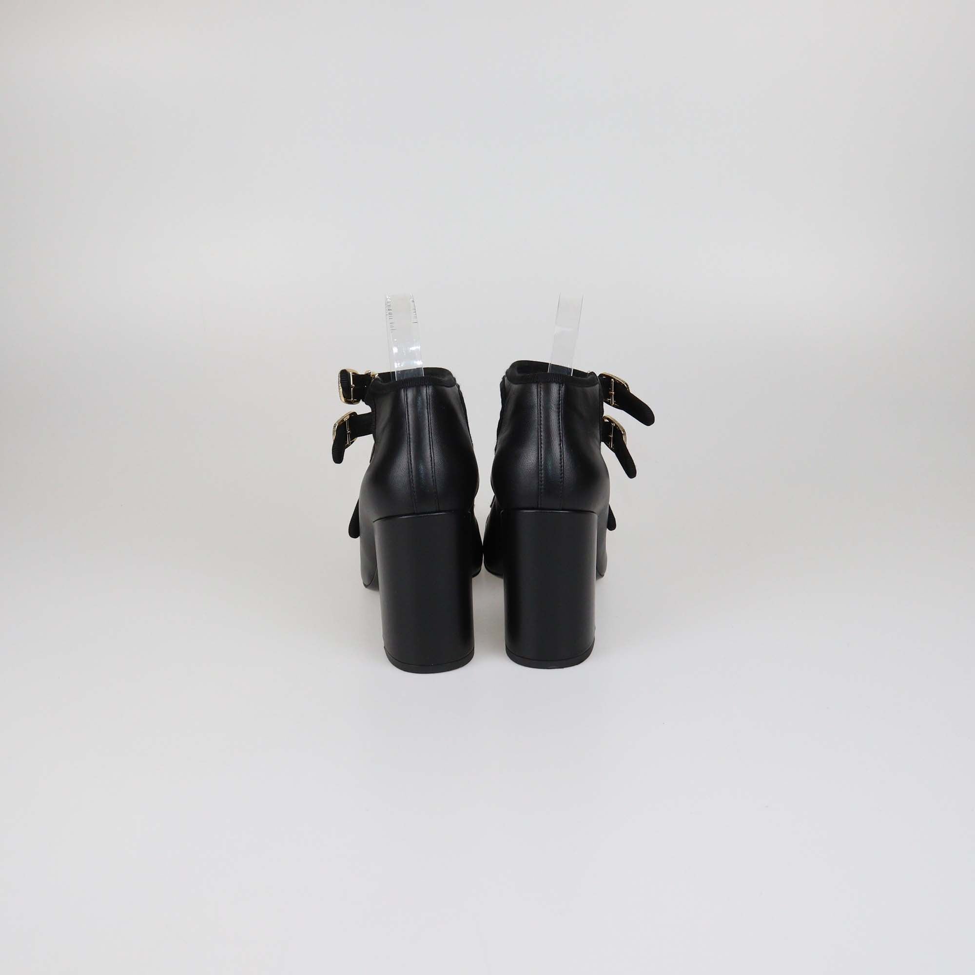 Chanel Black Leather Multi Strap Mary Jane CC Cap Toe Pumps