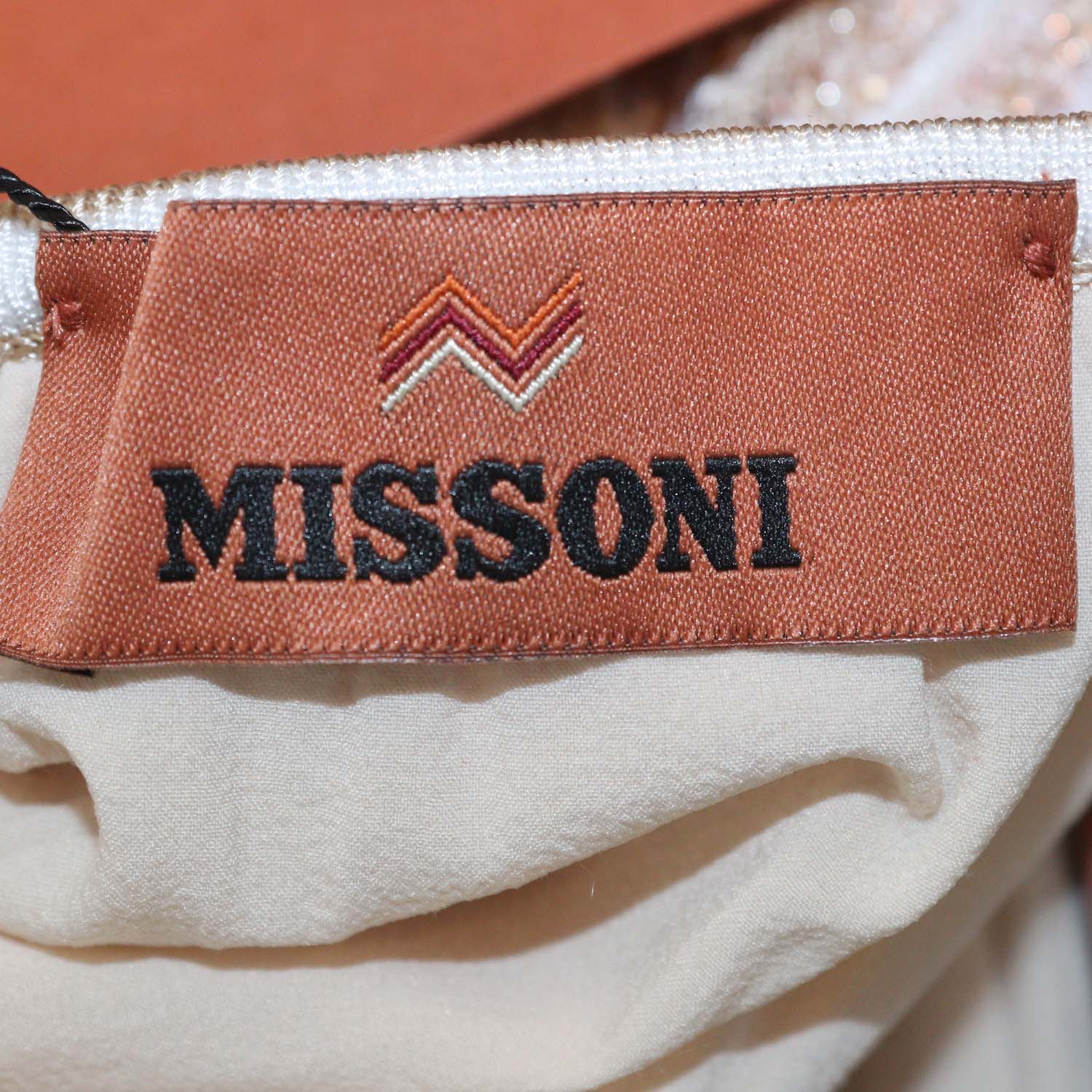 Missoni Beige/Pink Viscose Sequin Sleeveless Long Dress