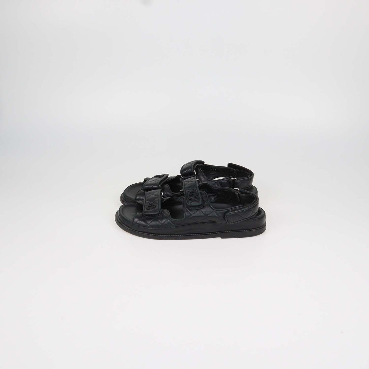 Chanel Black Quilted Leather Dad Sandals