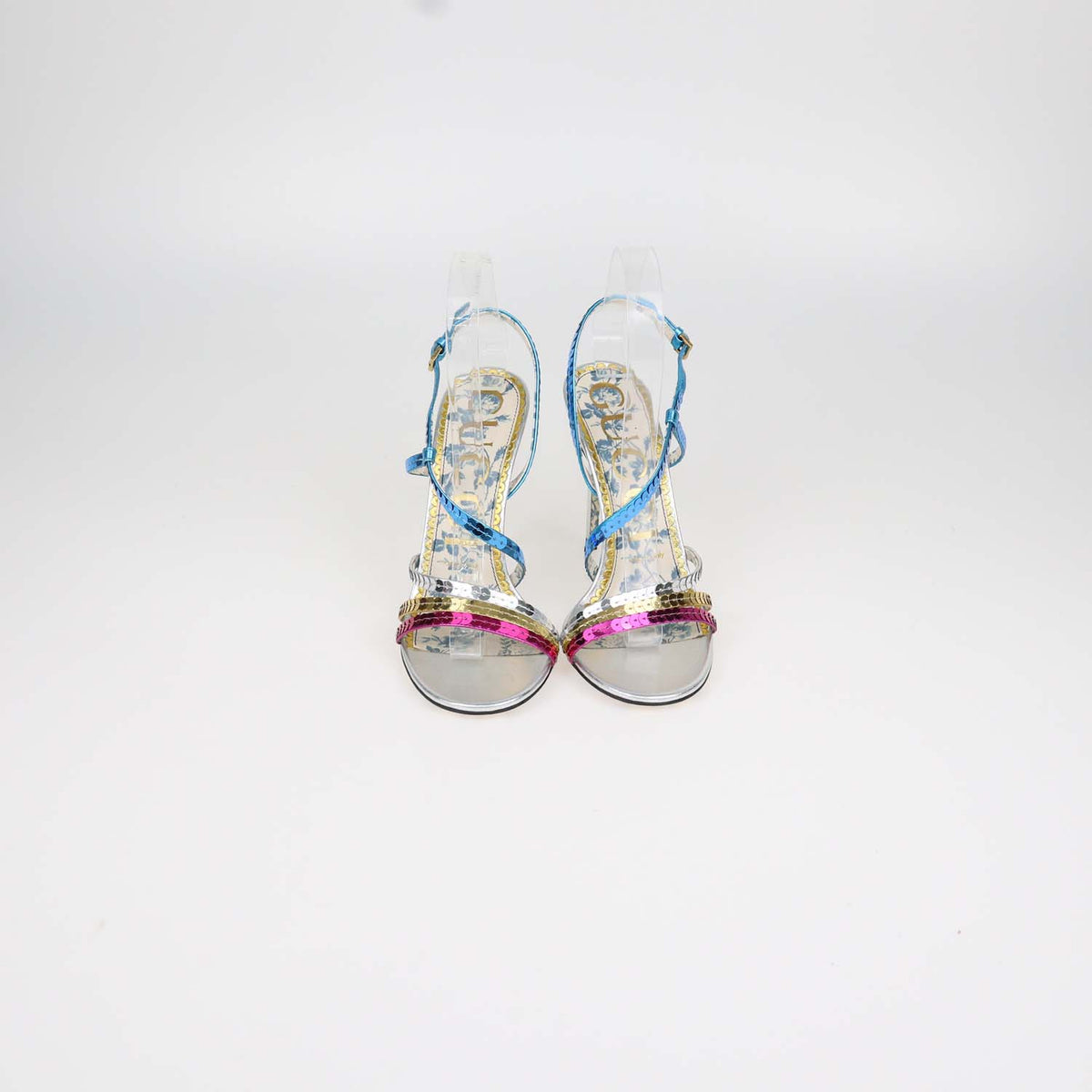Gucci Multicolor Sequins Strappy Haines Sandals