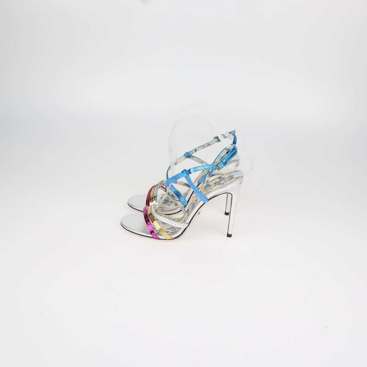 Gucci Multicolor Sequins Strappy Haines Sandals