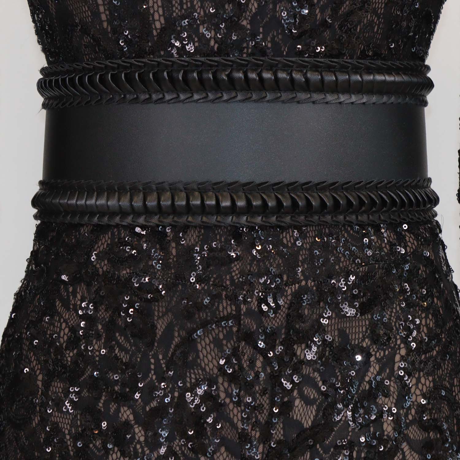 Nadine Merabi Black Lace Sequins Bella Jumpsuit