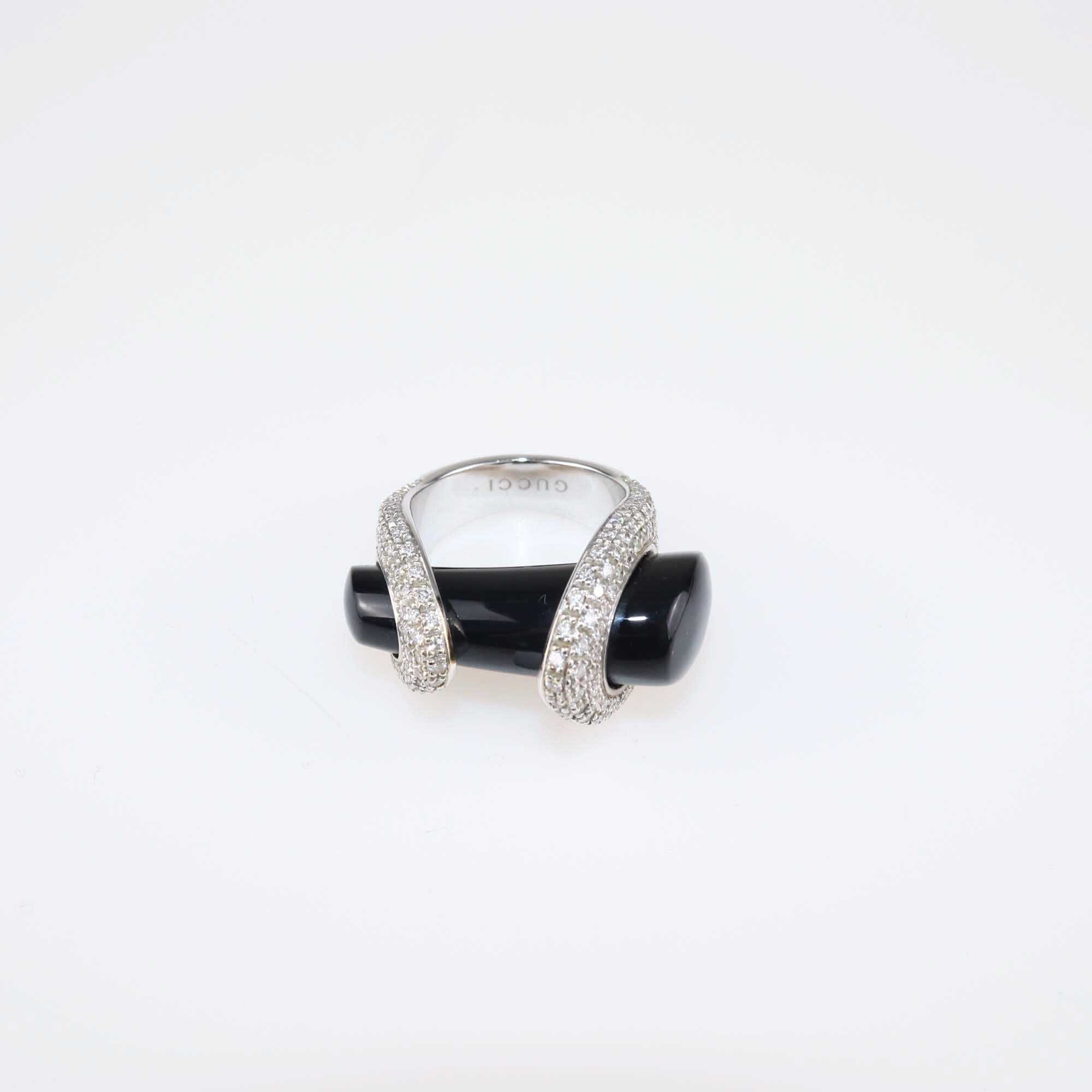 Gucci White Gold Onyx & Diamond Pavé Horsebit Ring & Necklace Fine Jewellery Gucci