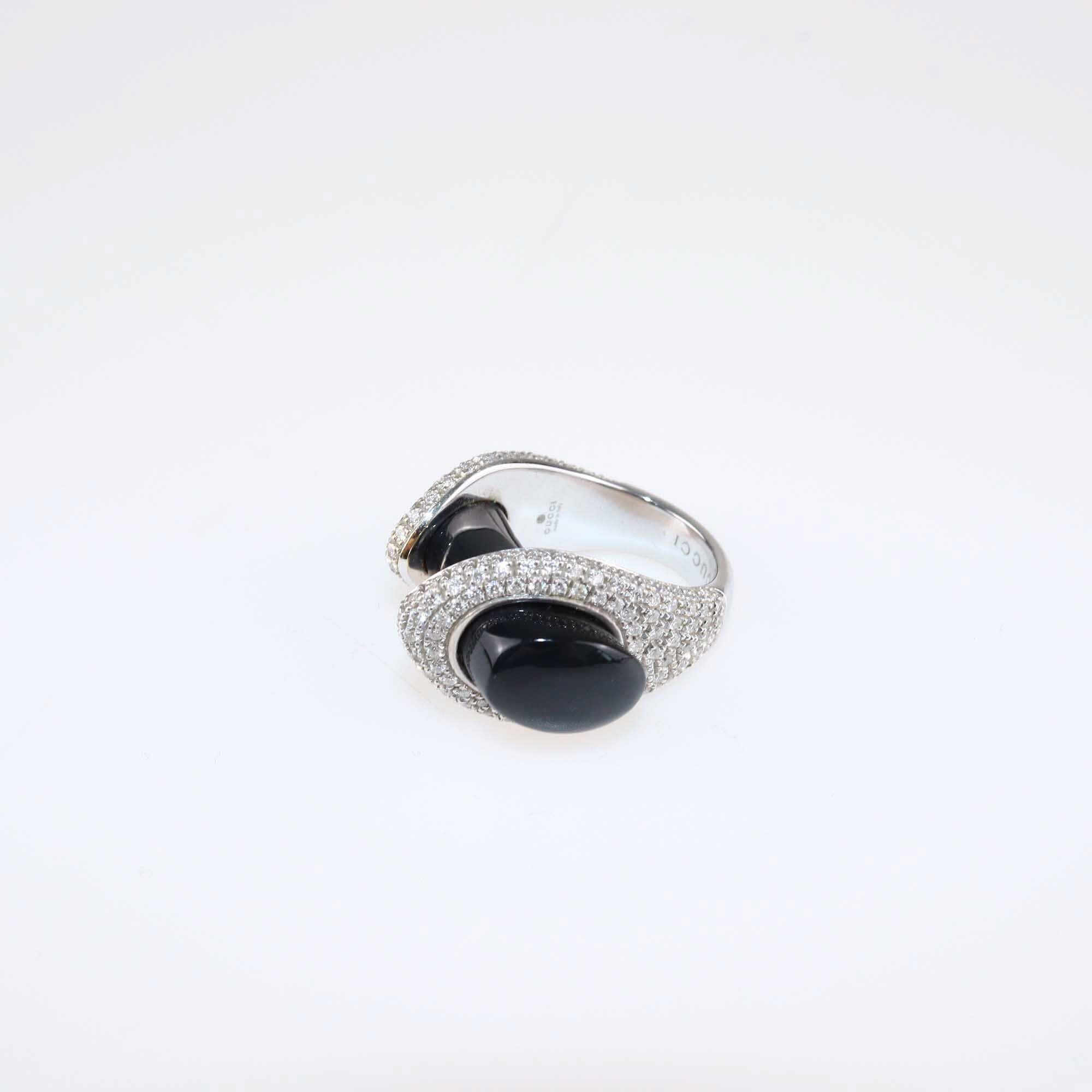 Gucci White Gold Onyx & Diamond Pavé Horsebit Ring & Necklace Fine Jewellery Gucci