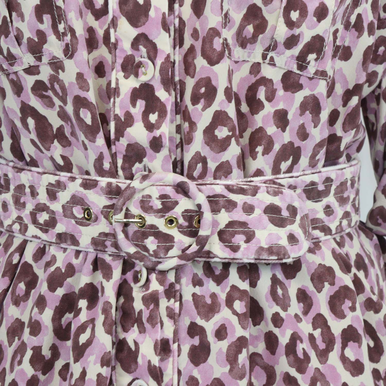 Zimmermann Purple Leopard Print Short Sleeve Shirt & Mini Short Set