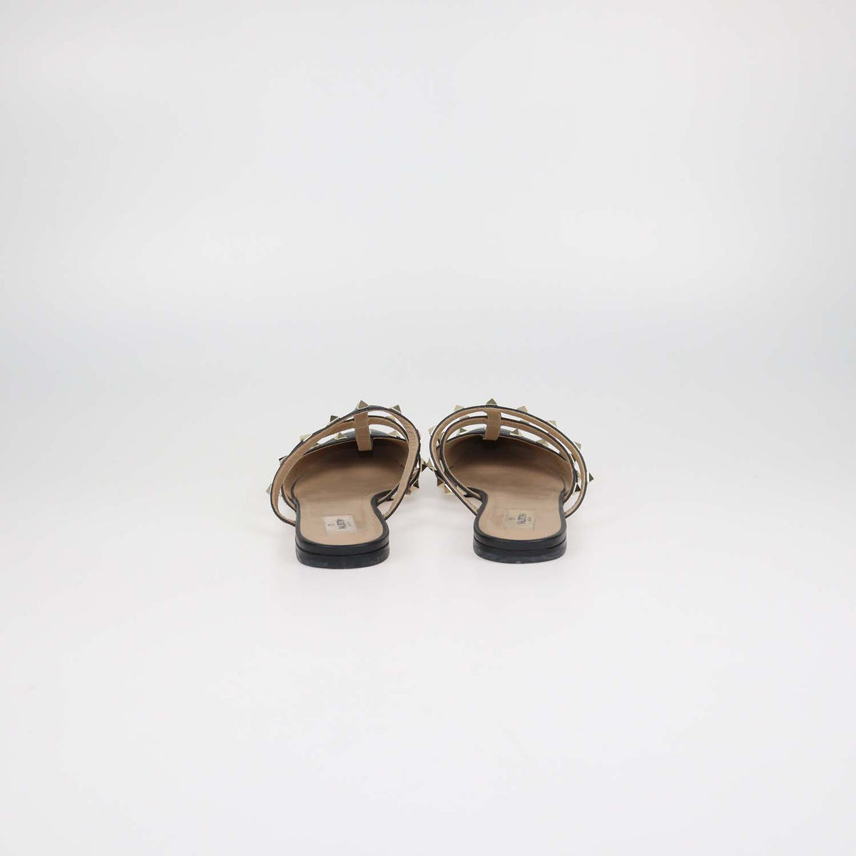 Valentino Black Leather Rockstud Pointed Toe Flat Mules