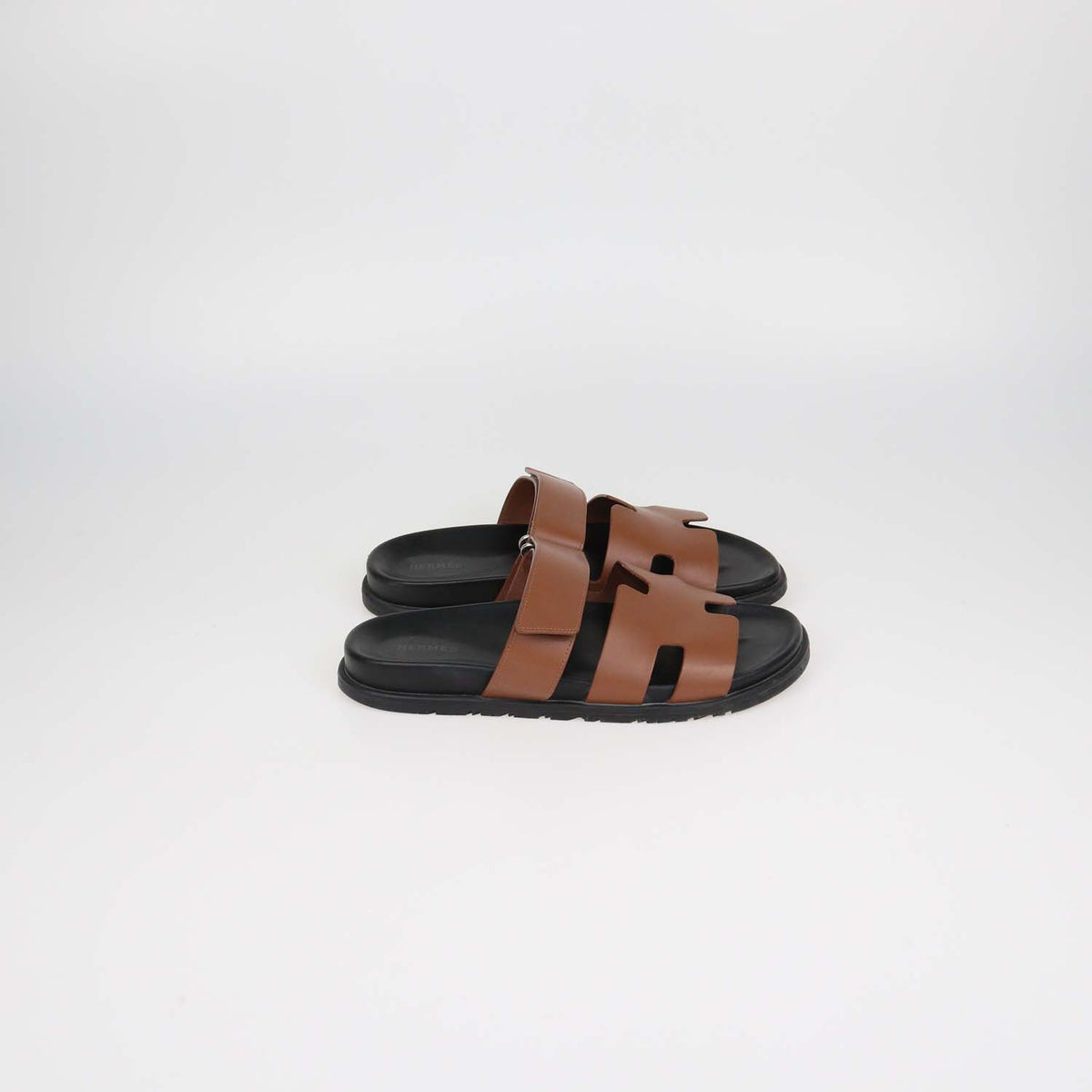 Hermes Gold Leather Chypre Sandals