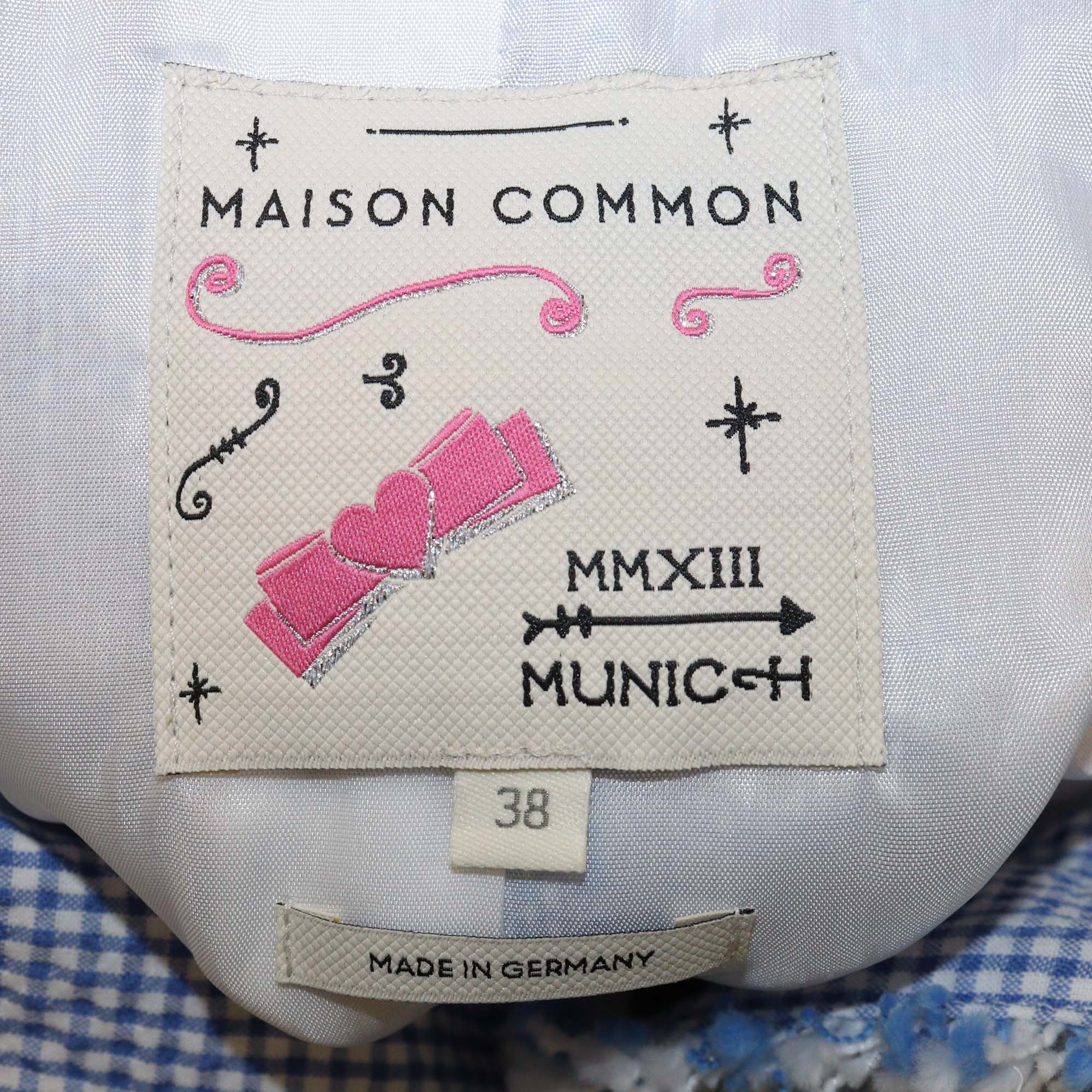 Maison Common Blue/White Tweed Bow Detail Jacket