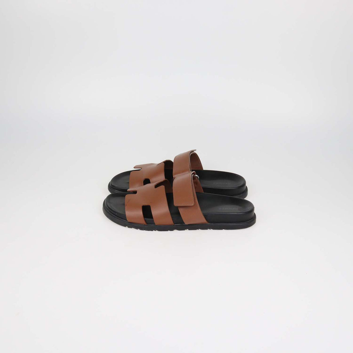 Hermes Gold Leather Chypre Sandals