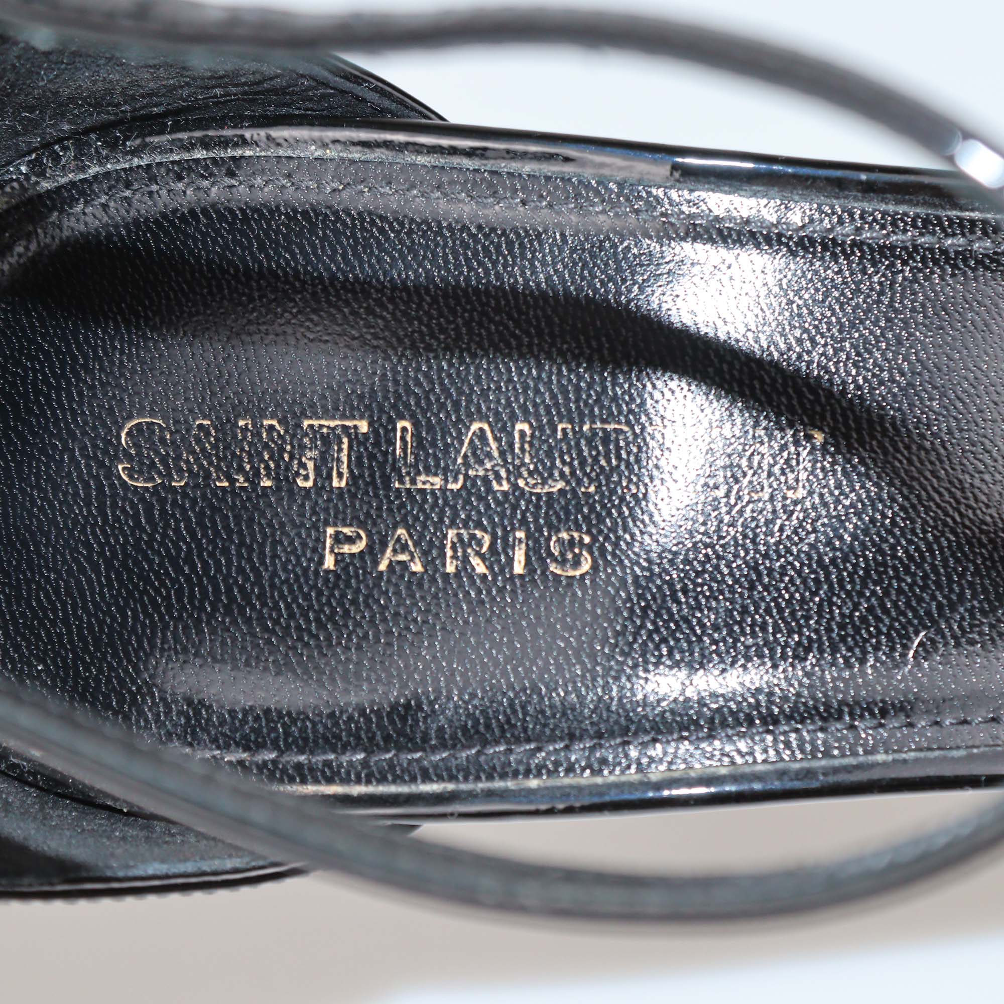 Saint Laurent Black Patent Leather Opyum Ankle Strap Sandals