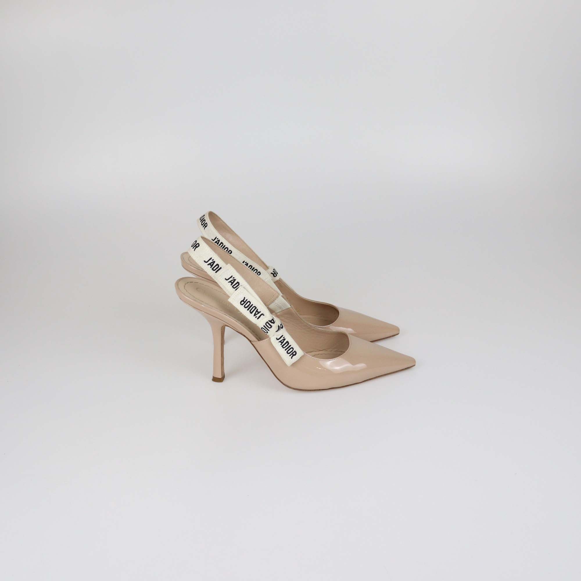 Christian Dior Beige Patent Leather J'Adior Slingback Pumps
