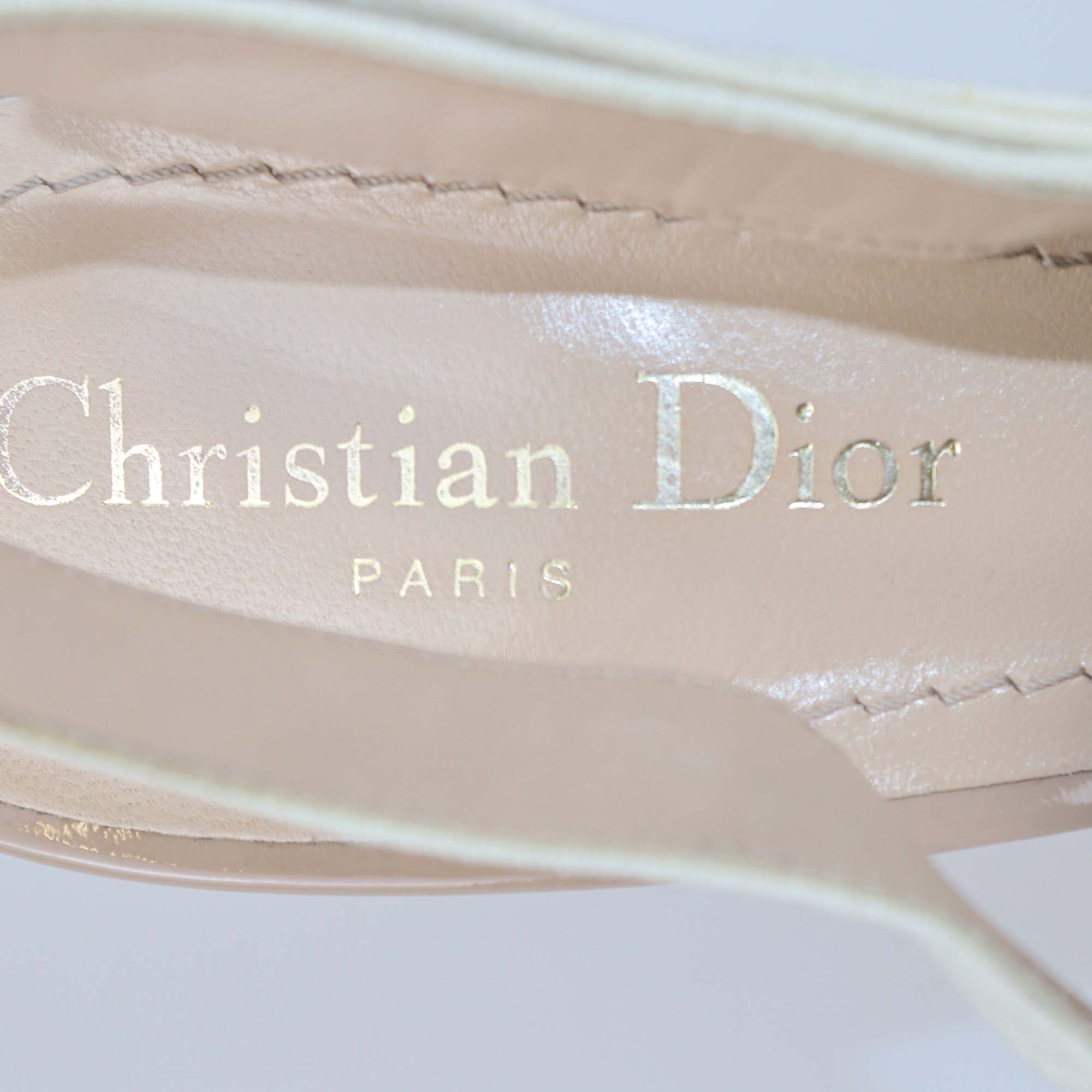 Christian Dior Beige Patent Leather J'Adior Slingback Pumps