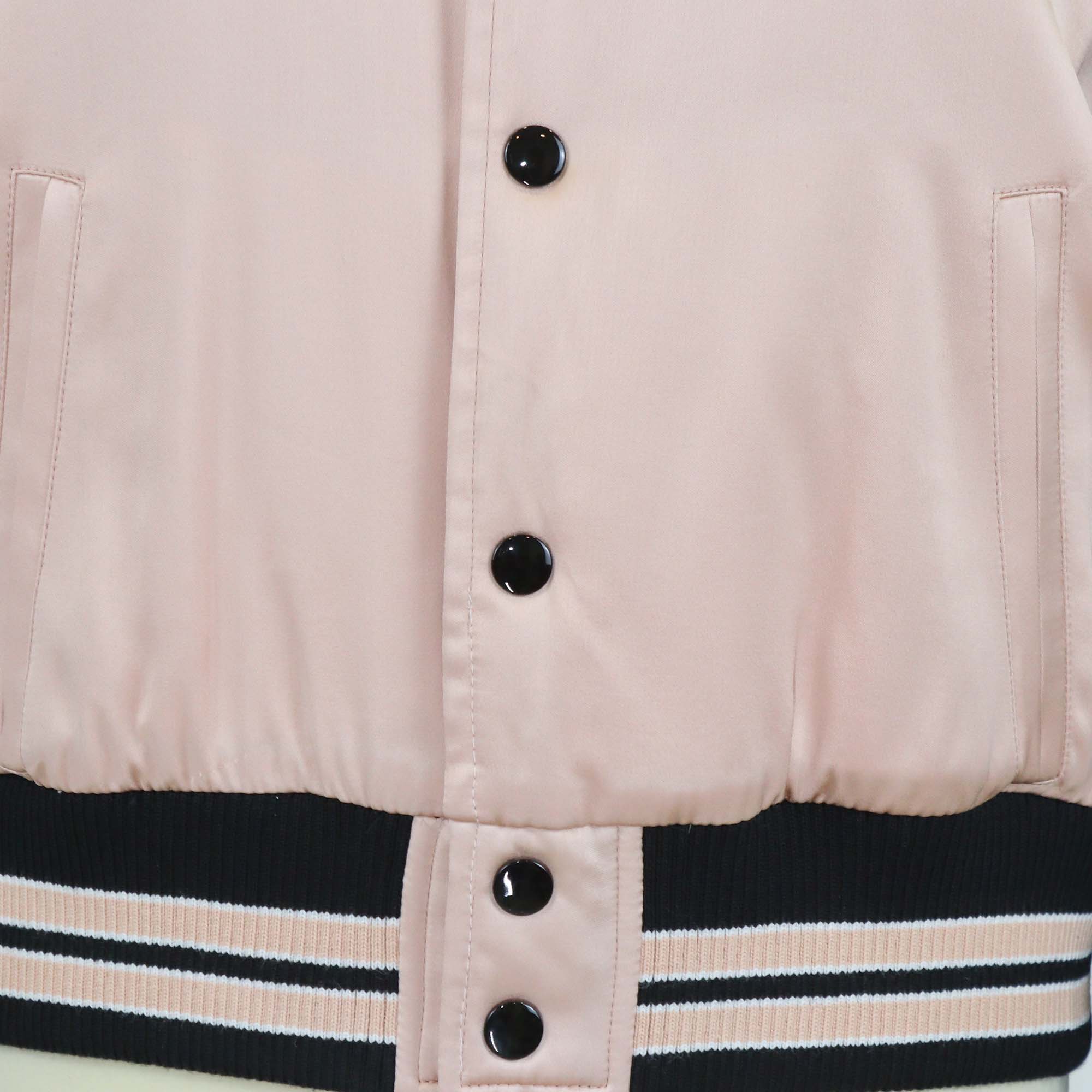 Saint Laurent Pink/Black Viscose Schott Varsity Jacket