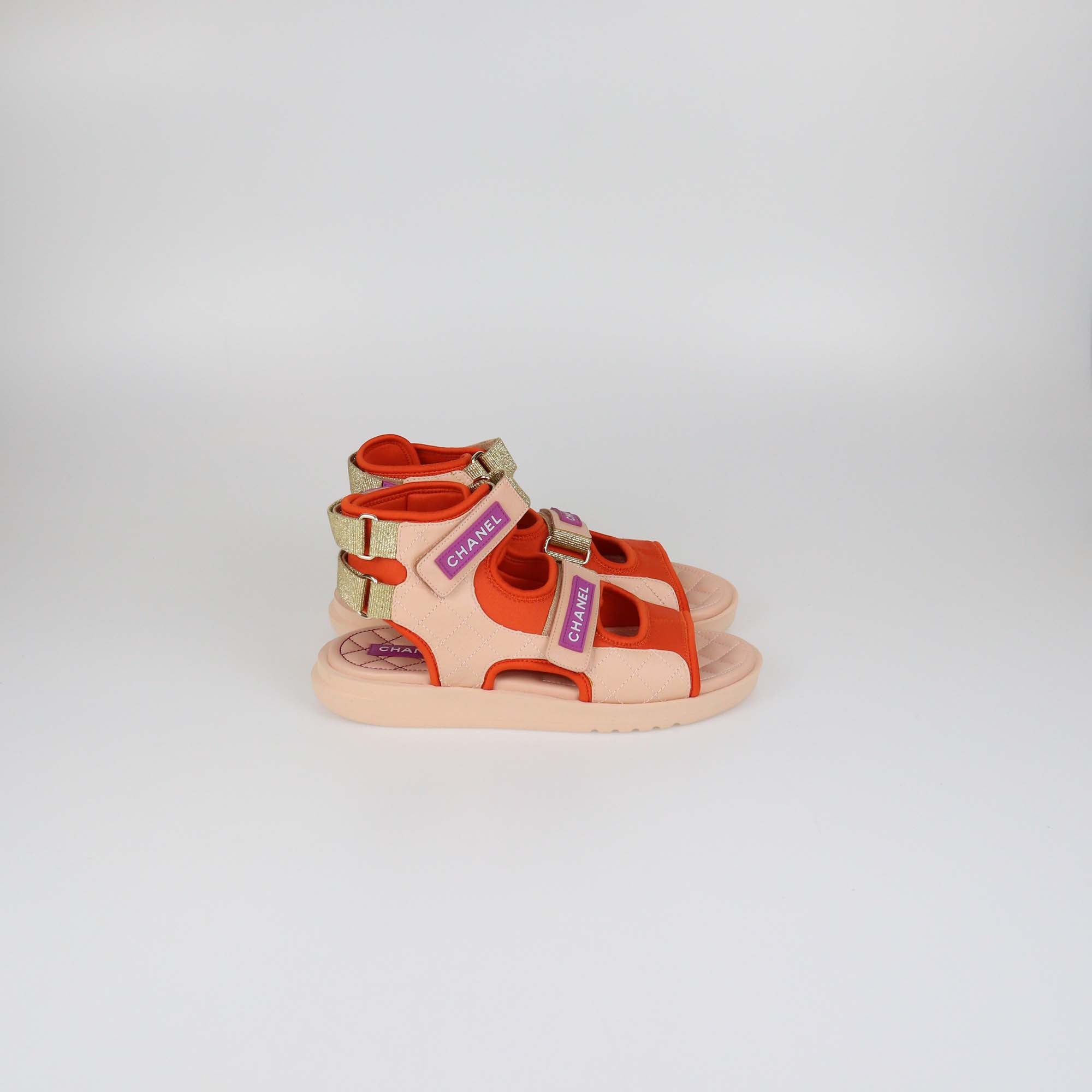 Chanel Multicolor Quilted Leather and Technical Fabric Sport Sandals