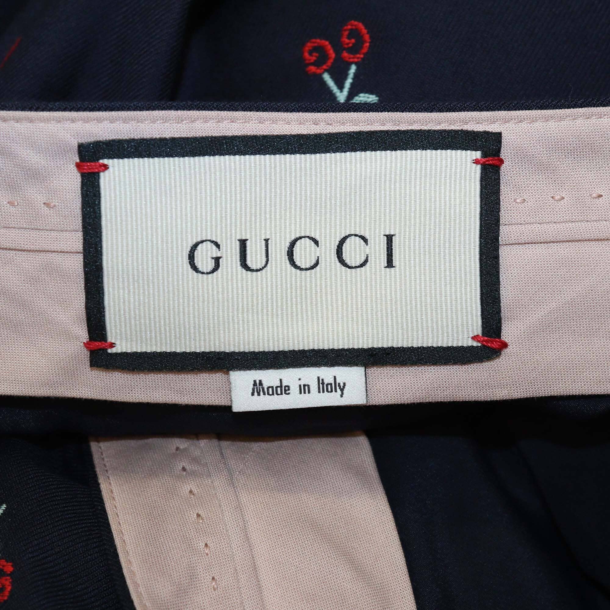 Gucci Navy Blue GG Cherry Boot Cut Trouser Womens Gucci