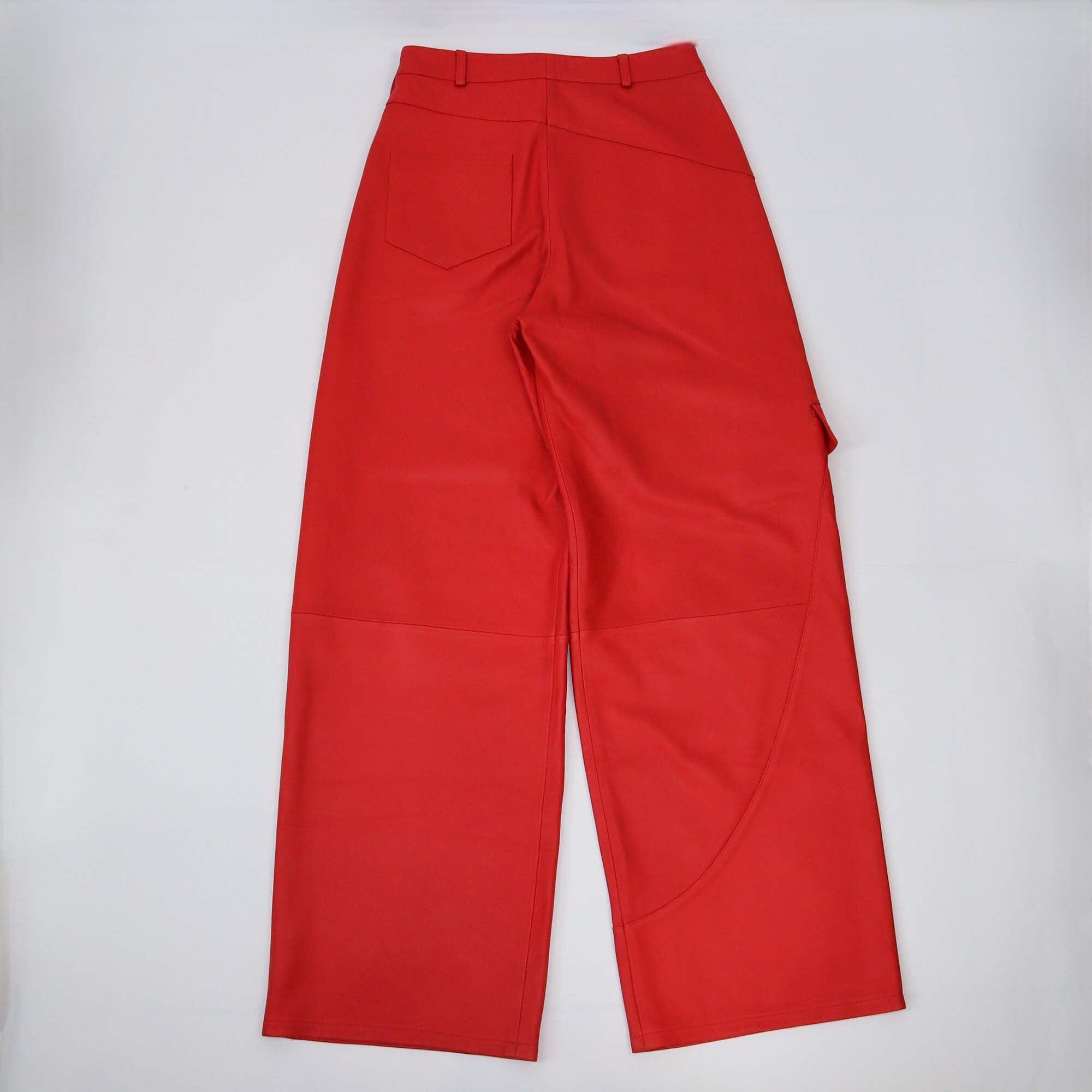 Jacquemus Red Leather Wide Pants Womens Jacquemus