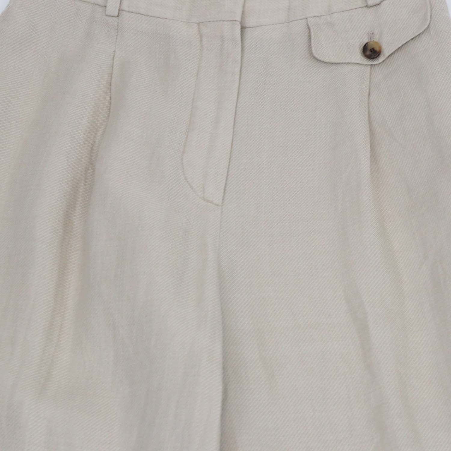 Loro Piana Beige Linen Wide Leg Trouser