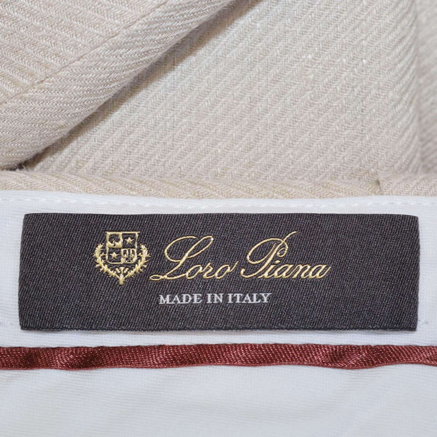 Loro Piana Beige Linen Wide Leg Trouser