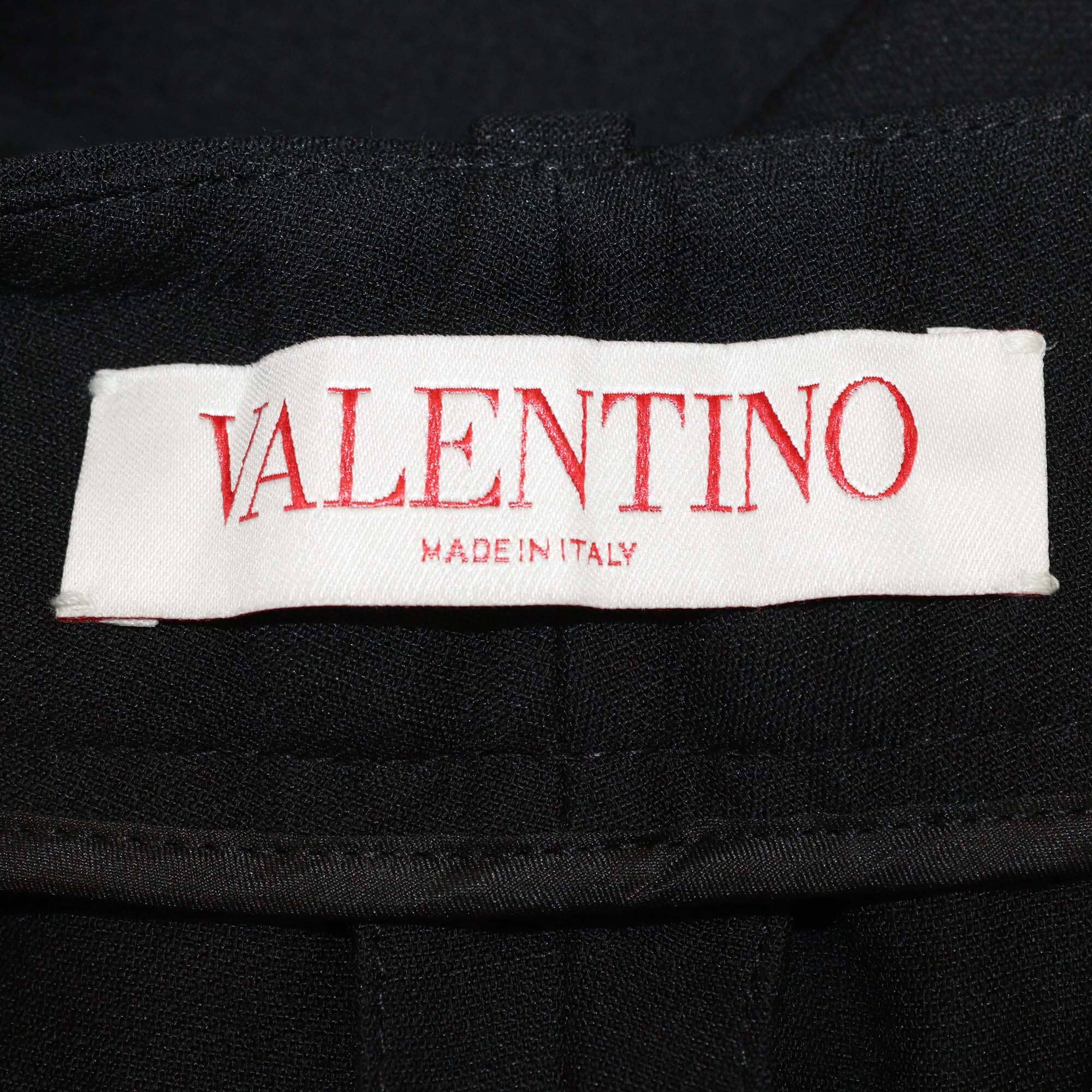Valentino Black Wool & Silk Wide Leg Trouser Womens Valentino