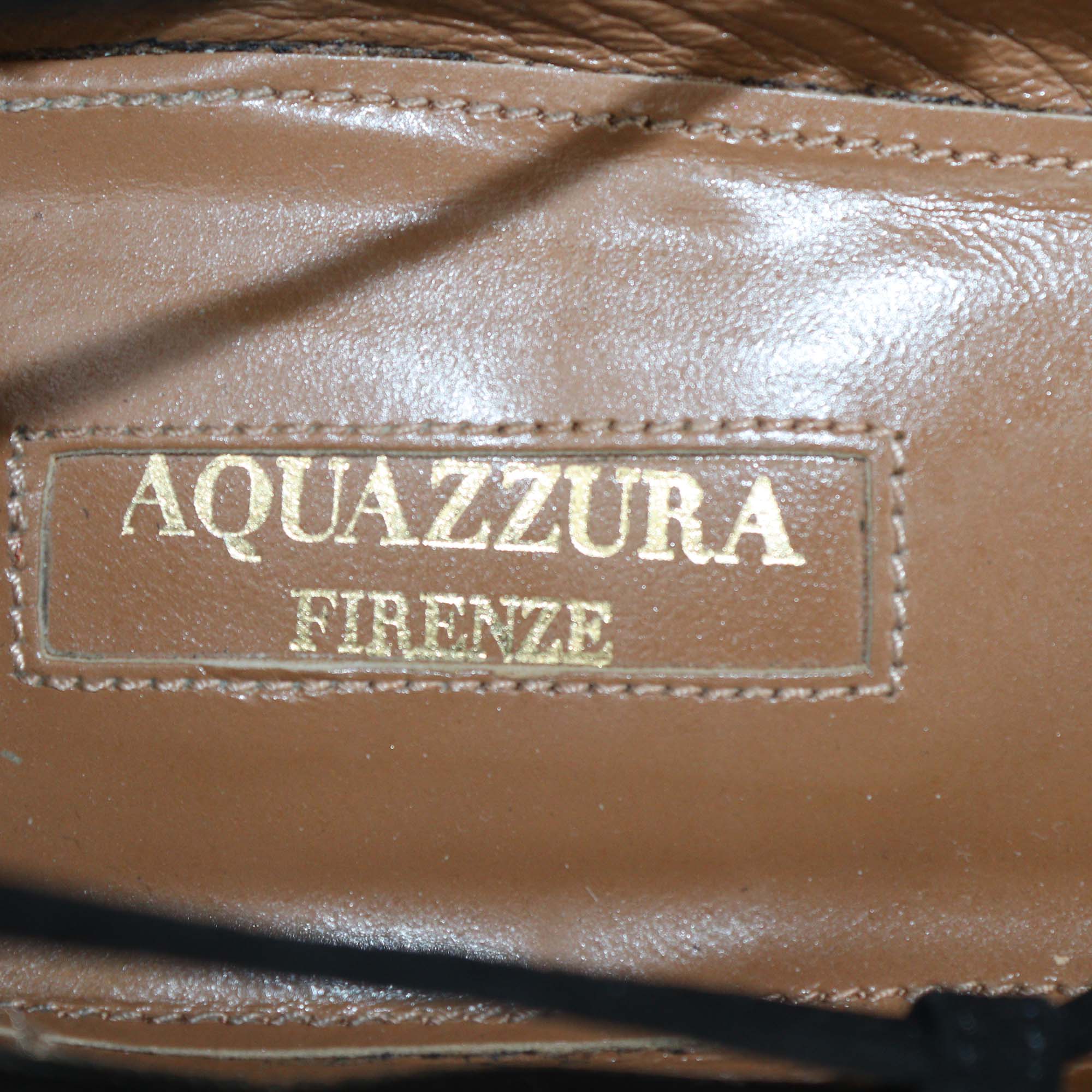 Aquazzura Black Suede Pom Pom Sunshine Ballet Flats