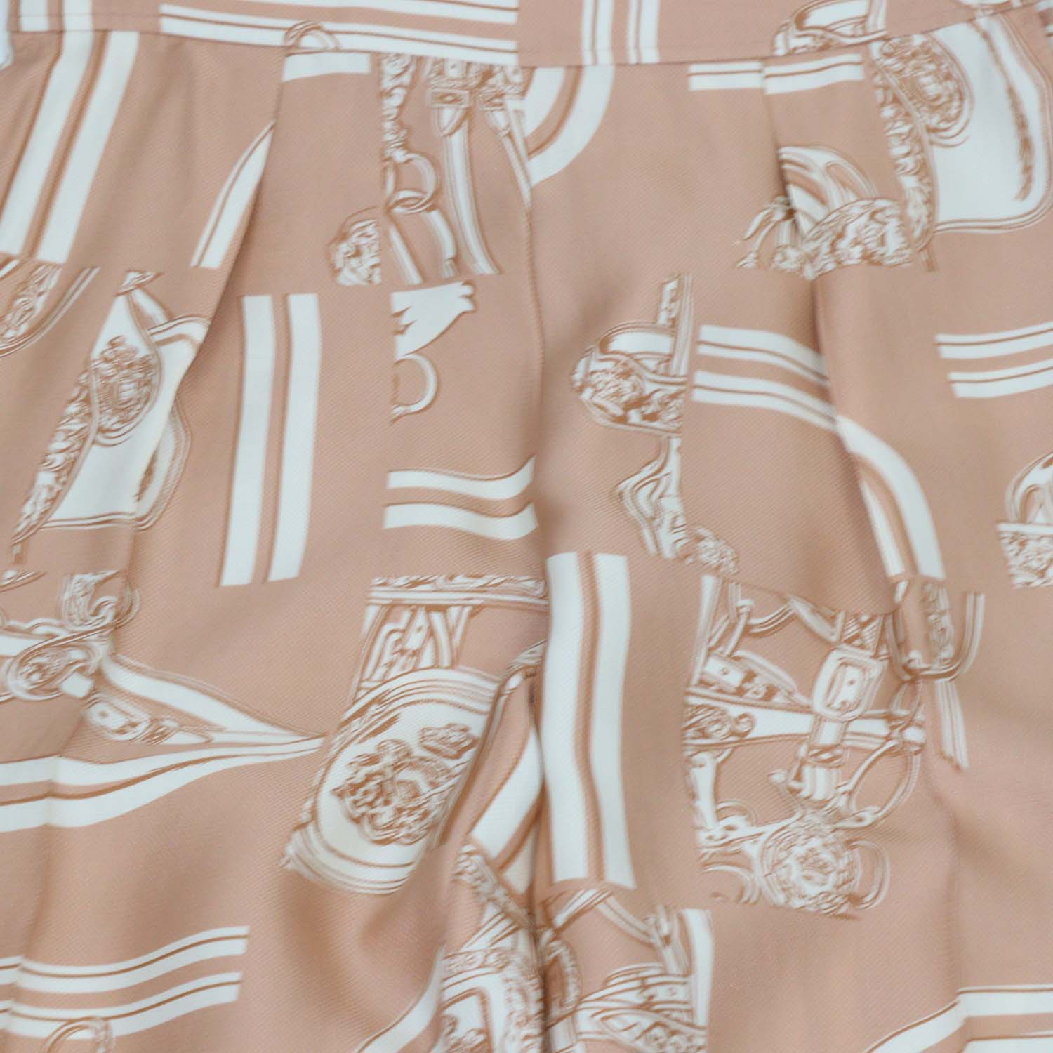 Hermes Beige Silk En Desordre Finesse Pants
