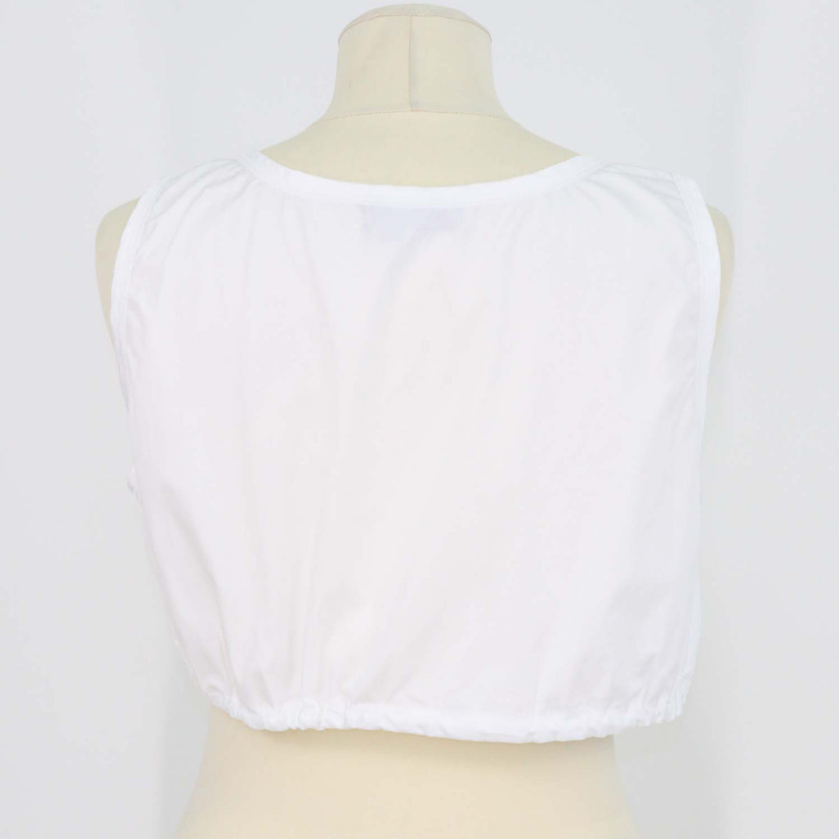 Miu Miu White Cotton Front Zip Drawstring Crop Top