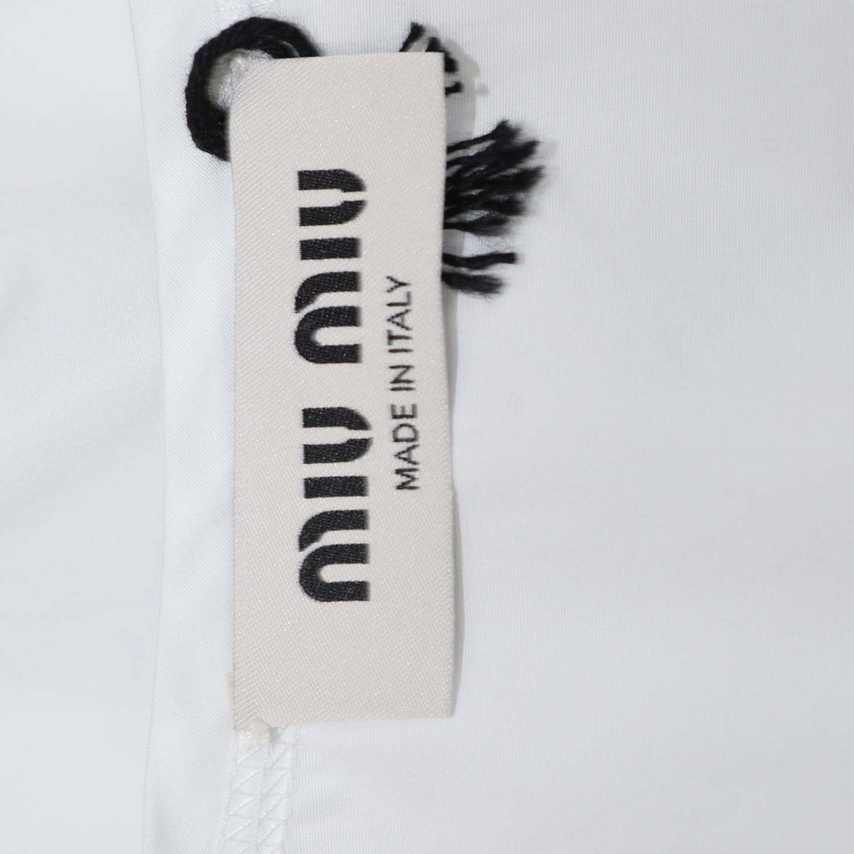 Miu Miu White Cotton Front Zip Drawstring Crop Top