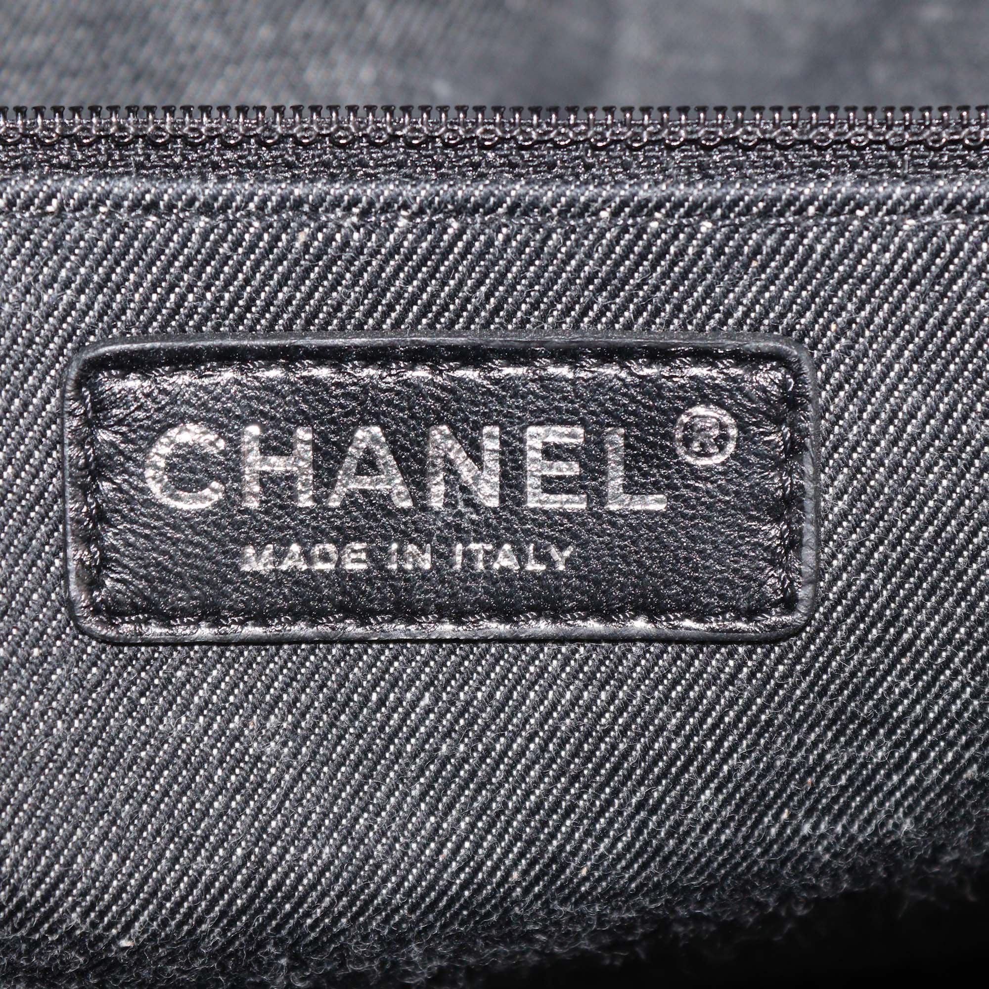 Chanel Black/White Striped Fabric XL Mariniere Tote